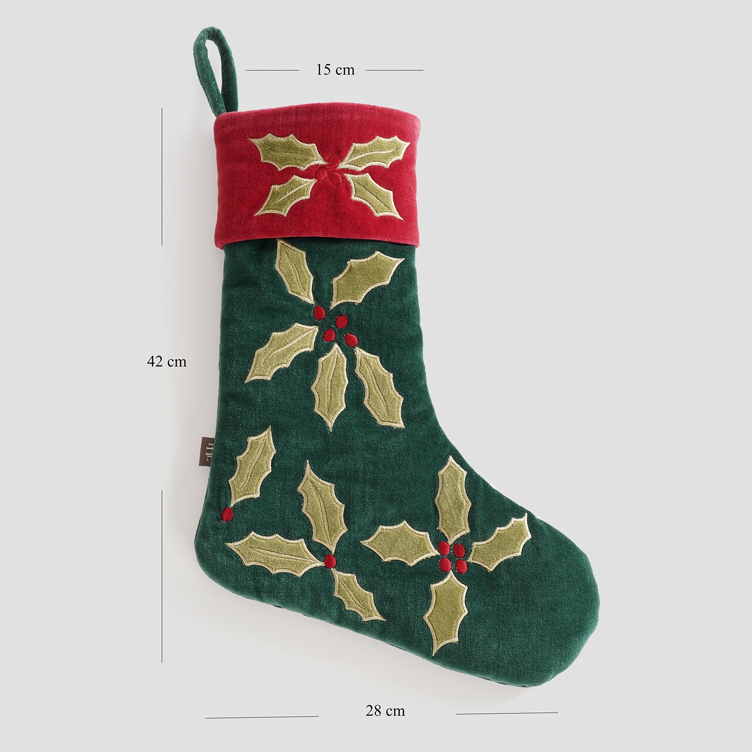 Green Appliqué Work Christmas Stocking