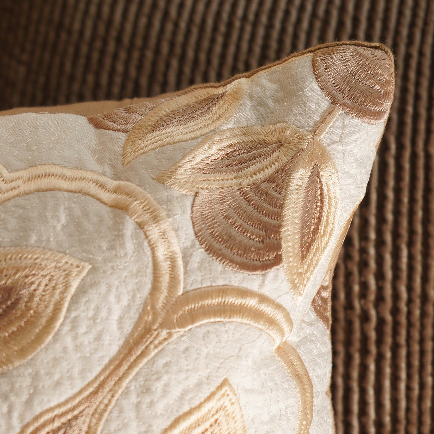 Off White Embroidered Cushion Cover