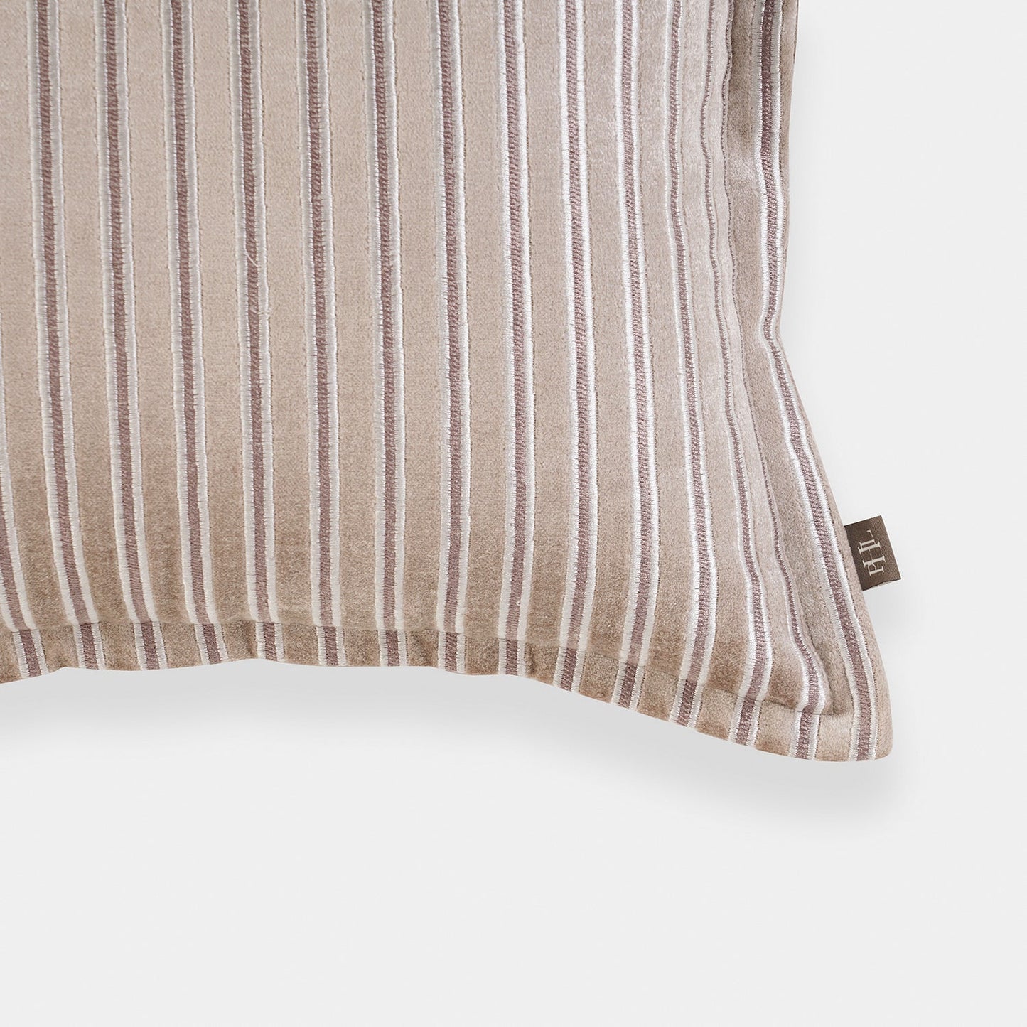 Beige Stripe Embroidered Rectangle Cushion Cover