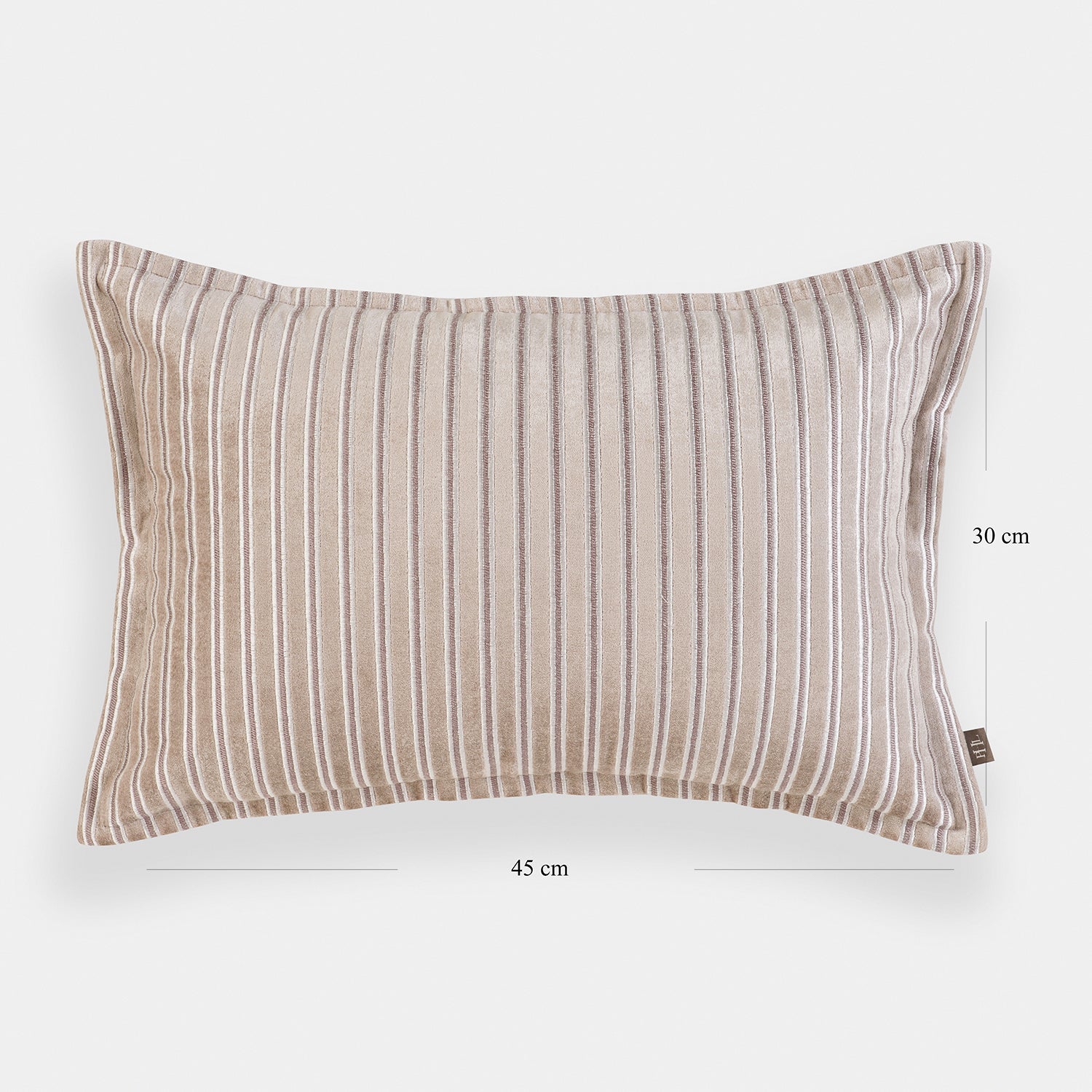 Beige Stripe Embroidered Rectangle Cushion Cover