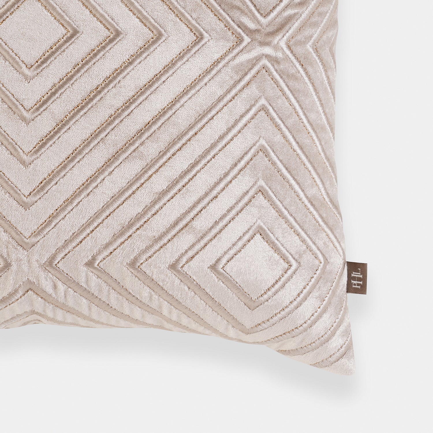 Beige Diamond Stripe Embroidered Cushion Cover