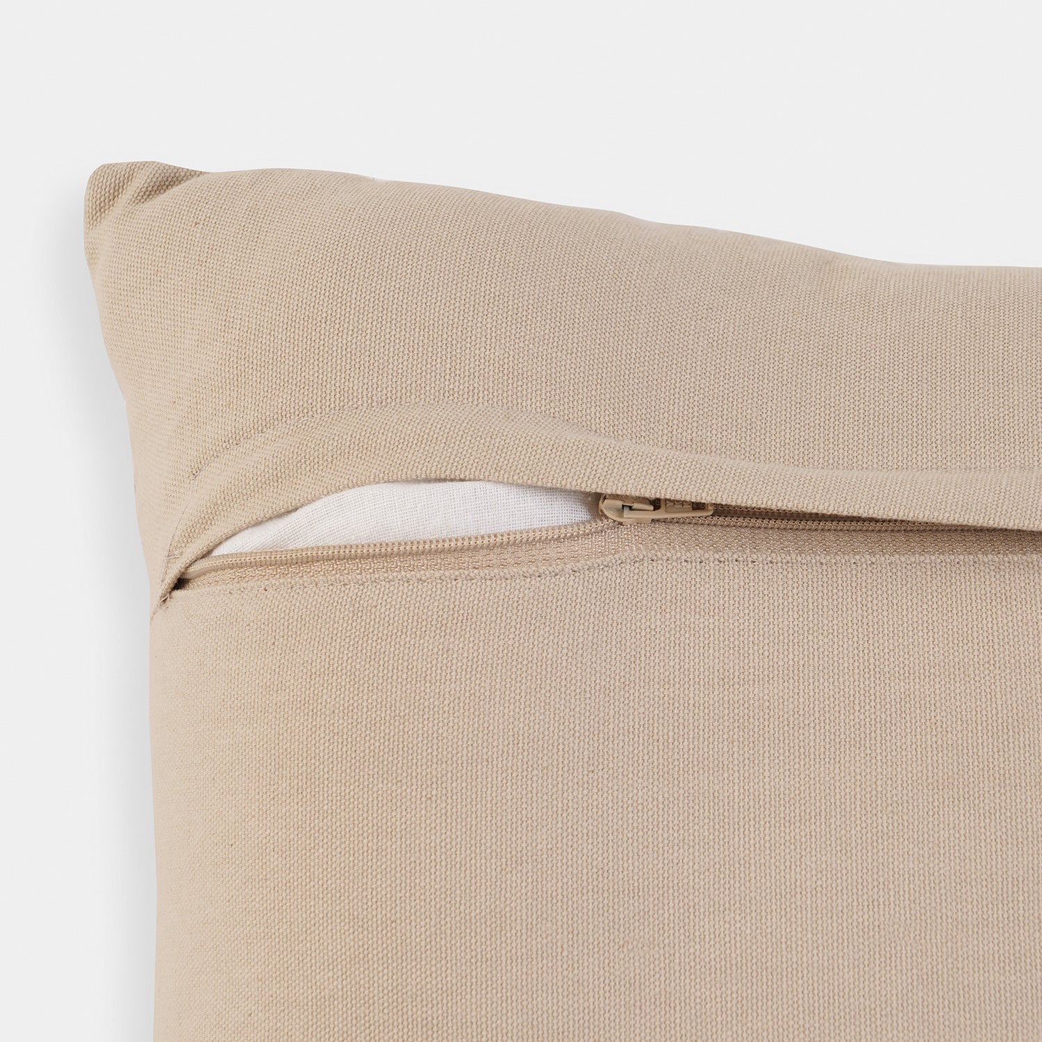 Beige Diamond Stripe Embroidered Cushion Cover