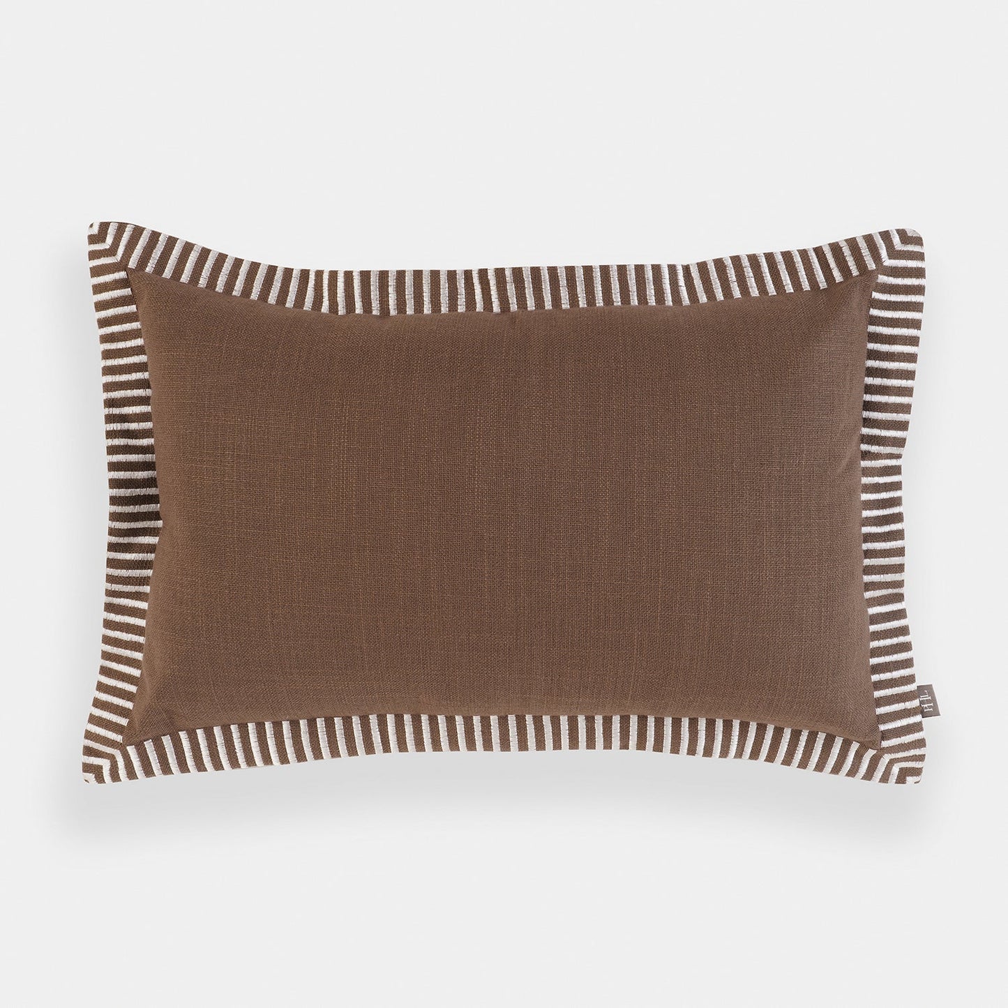 Brown Edge Embroidered Rectangle Cushion Cover