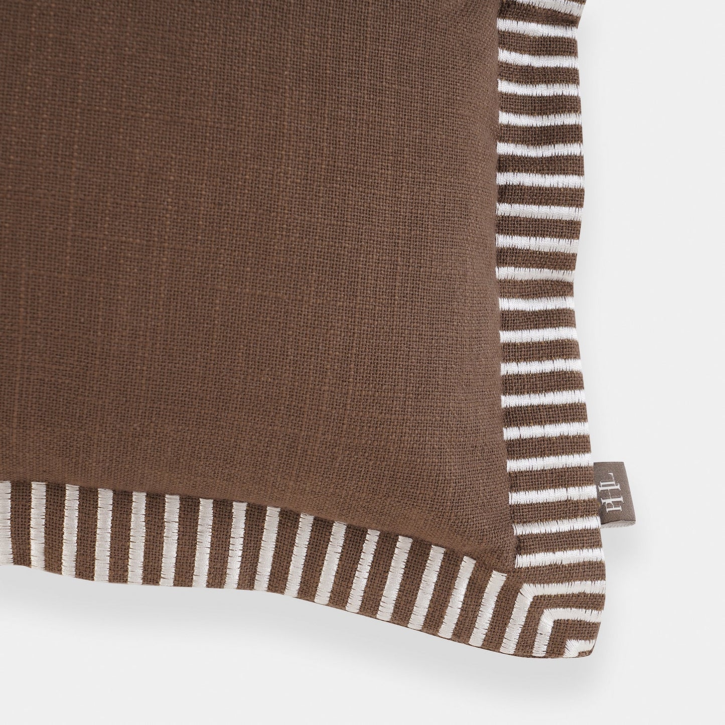 Brown Edge Embroidered Rectangle Cushion Cover