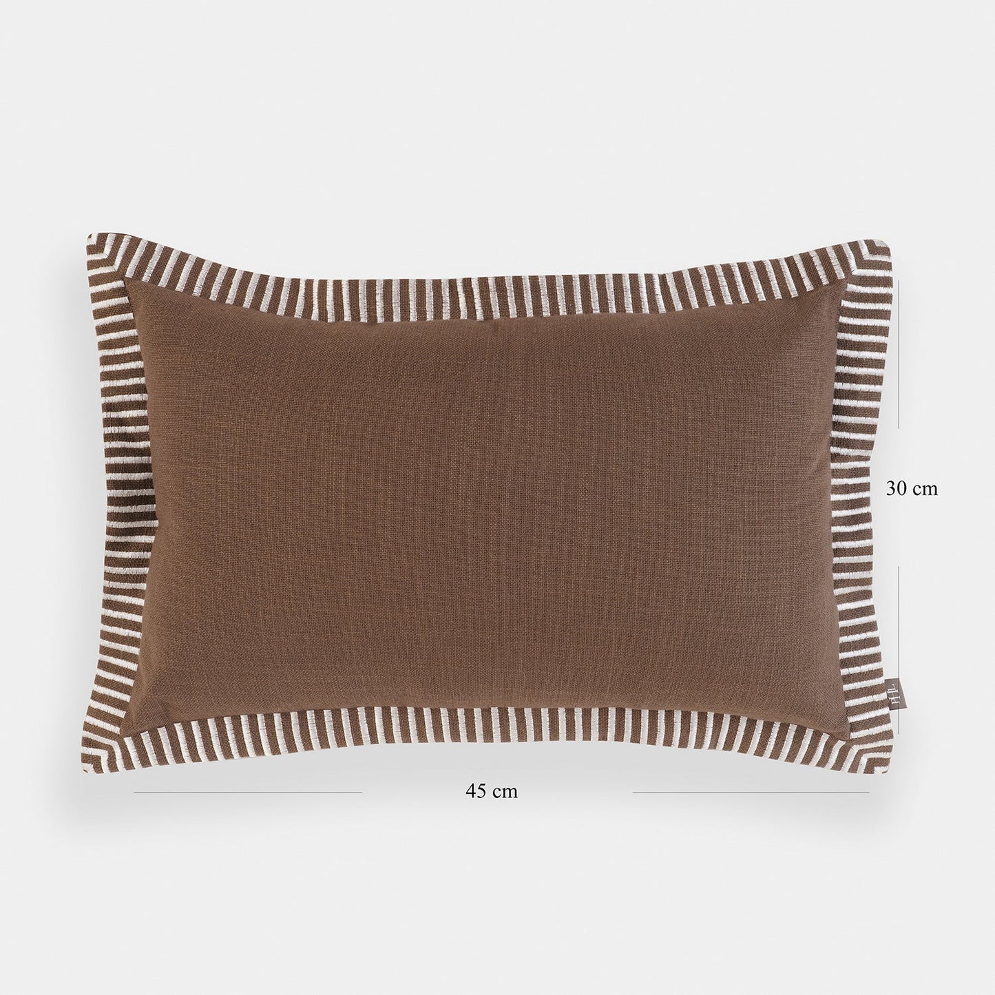 Brown Edge Embroidered Rectangle Cushion Cover