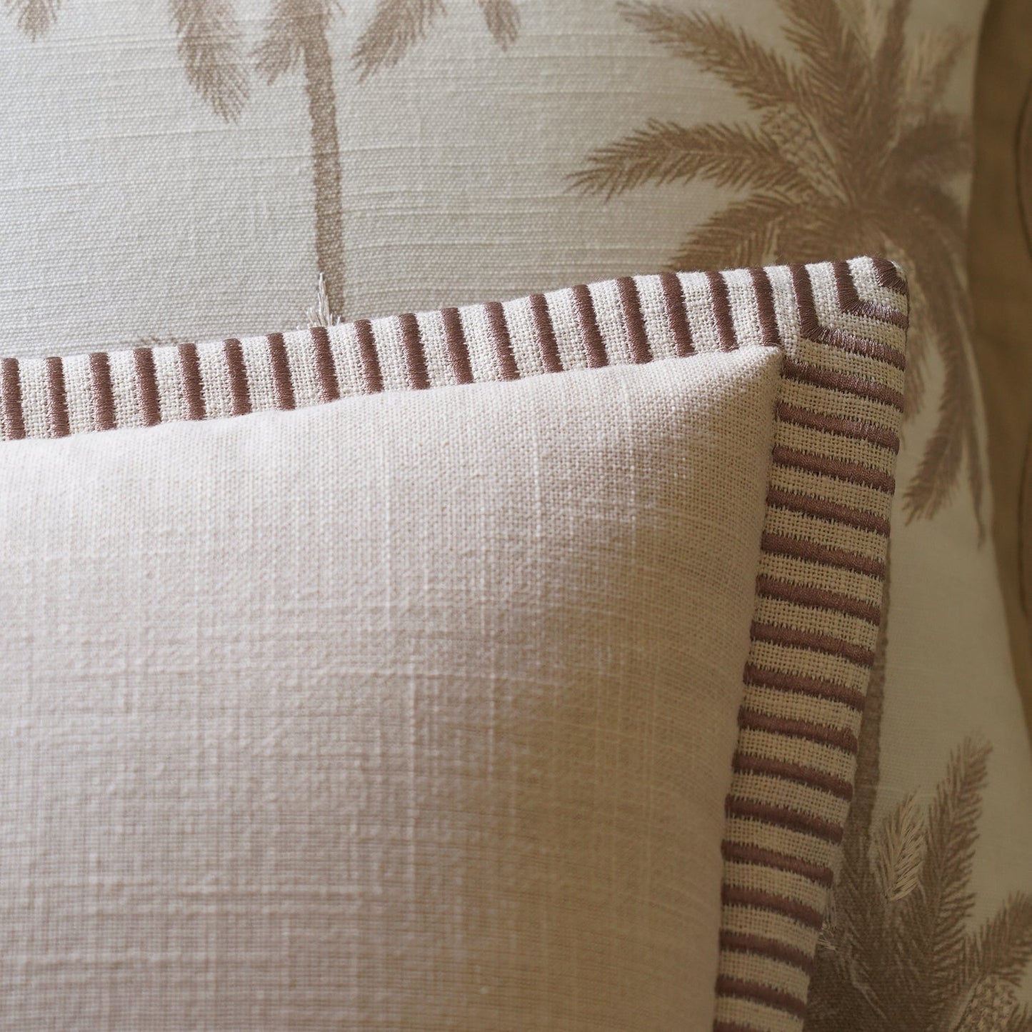 Off White Edge Embroidered Rectangle Cushion Cover