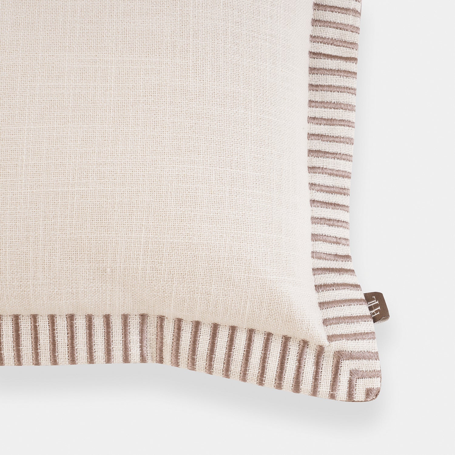 Off White Edge Embroidered Rectangle Cushion Cover