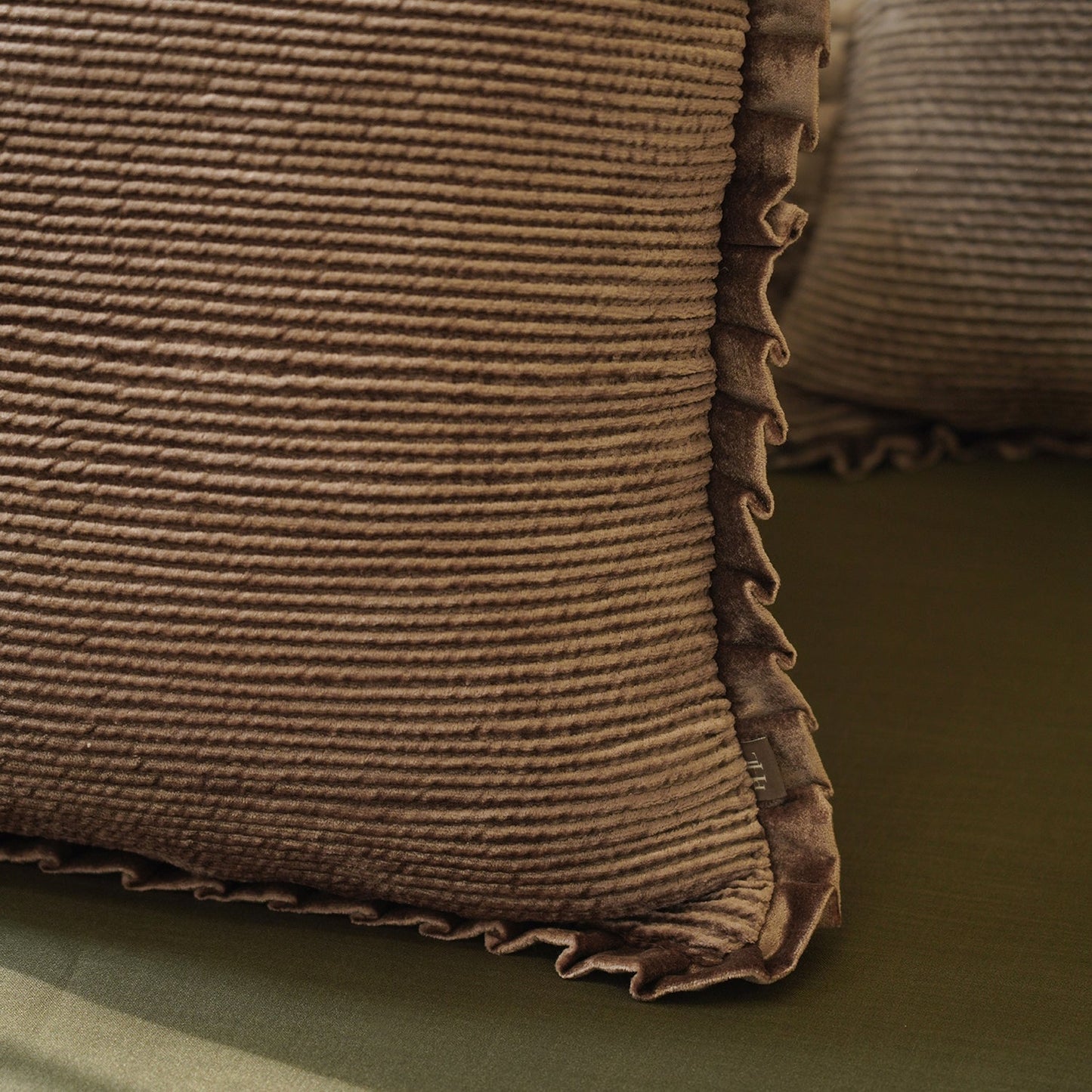 Brown Textured Striped Cushion Cover