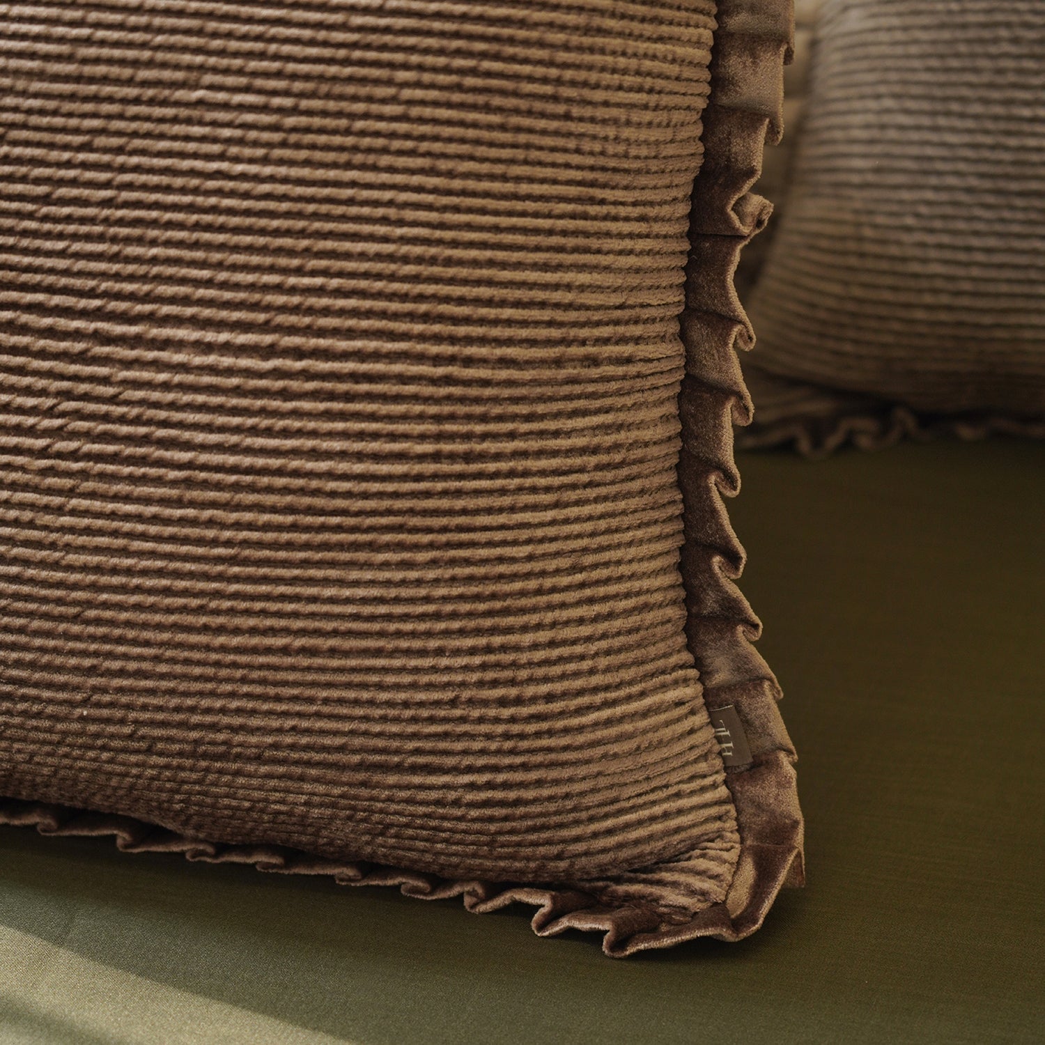 Brown Textured Striped Cushion Cover