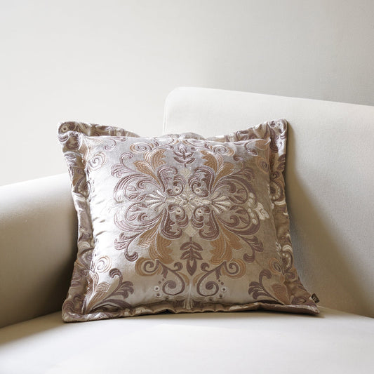 Beige Embroidered Cushion Cover