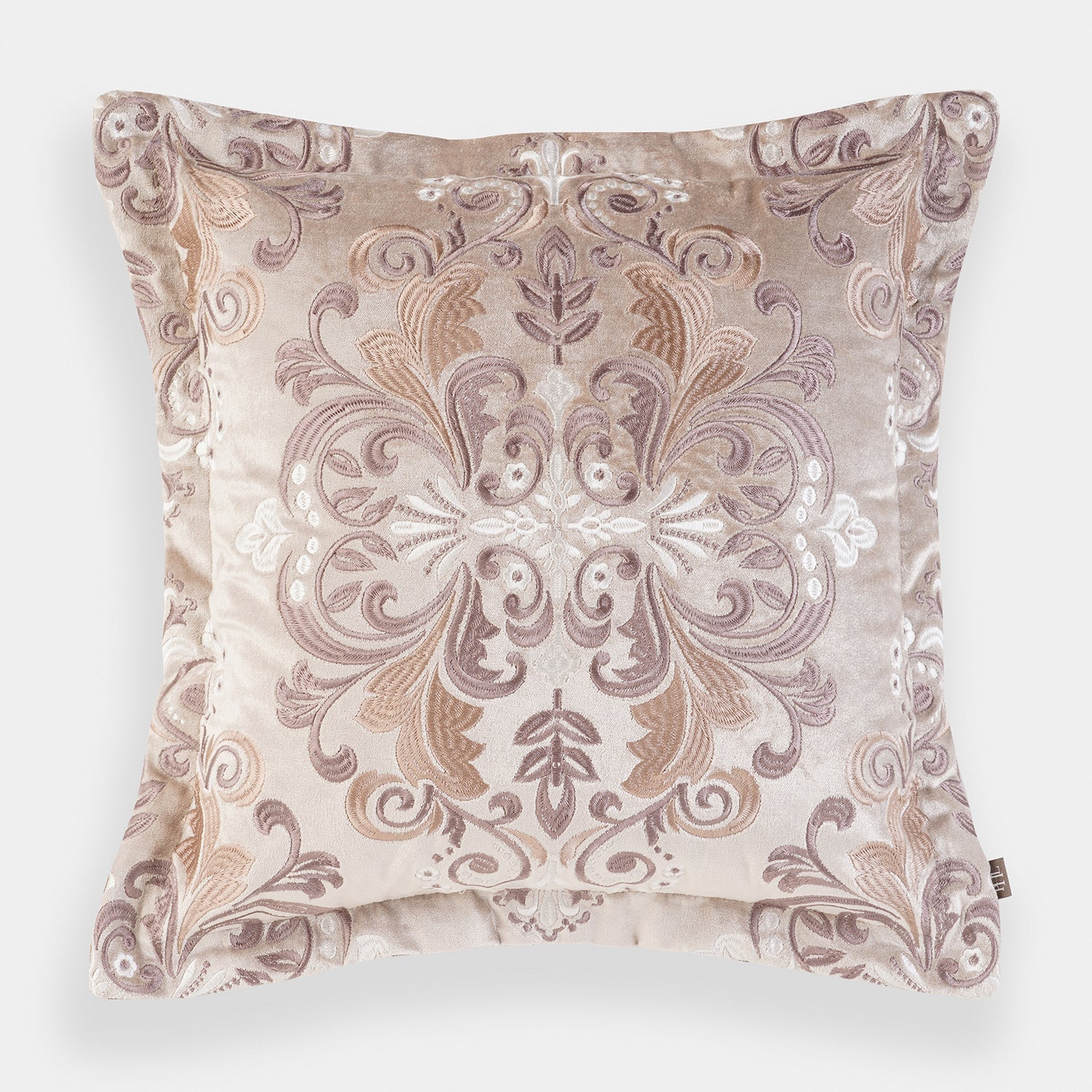 Beige Embroidered Cushion Cover