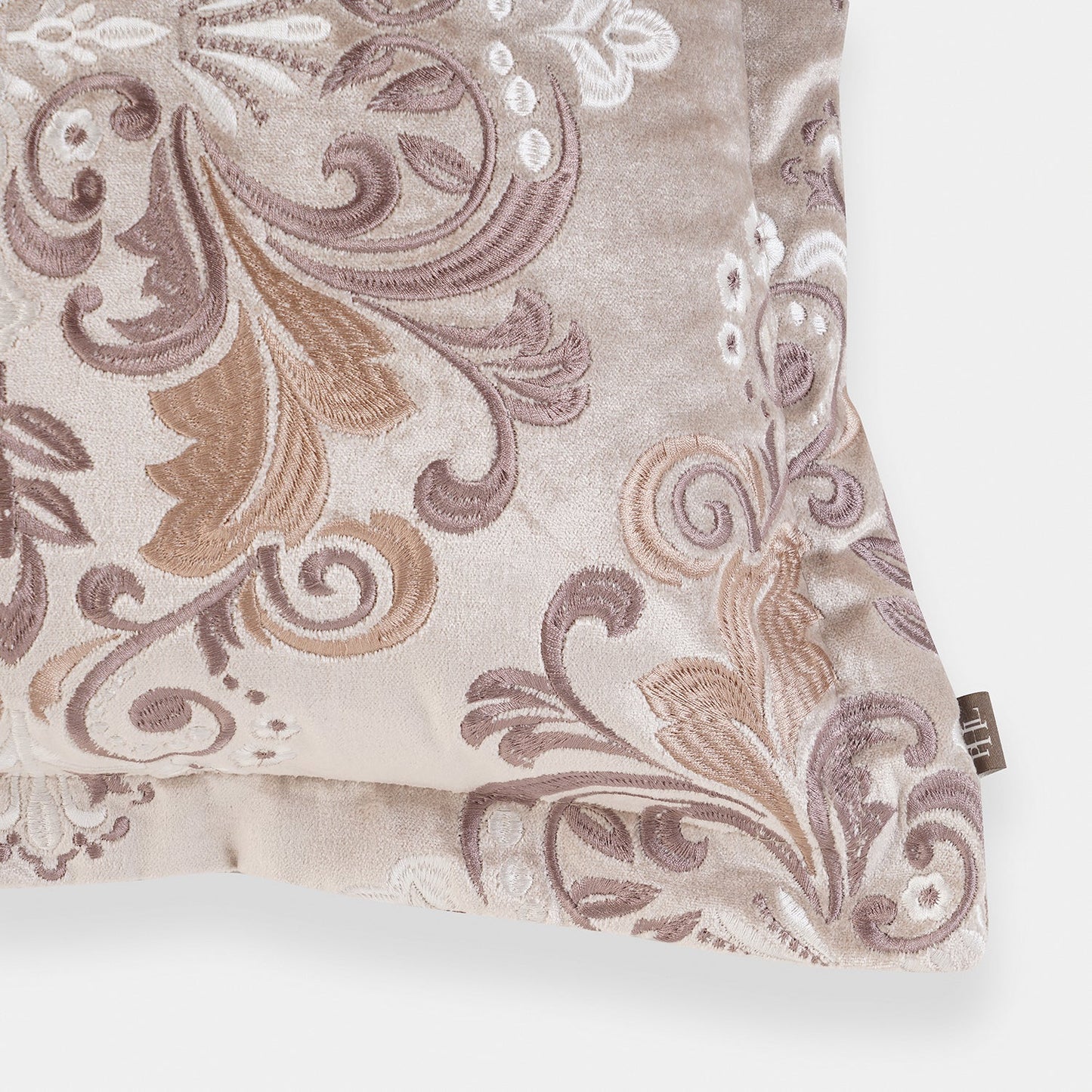Beige Embroidered Cushion Cover