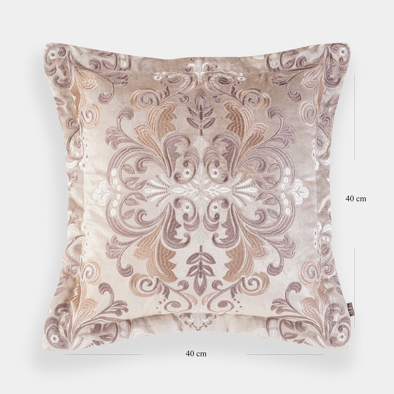 Beige Embroidered Cushion Cover