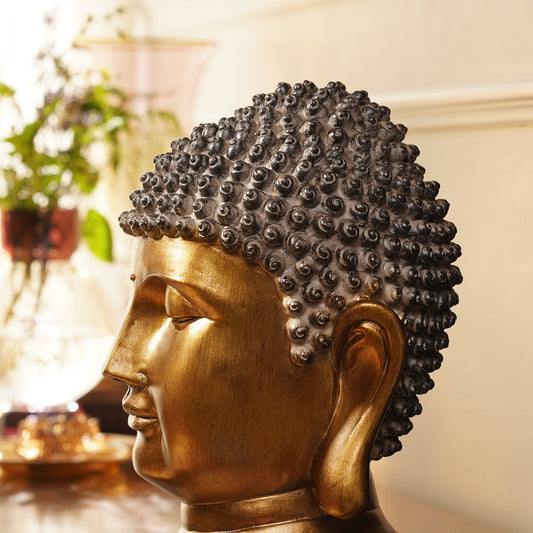 Antique Gold Polyresin Buddha Head - Large
