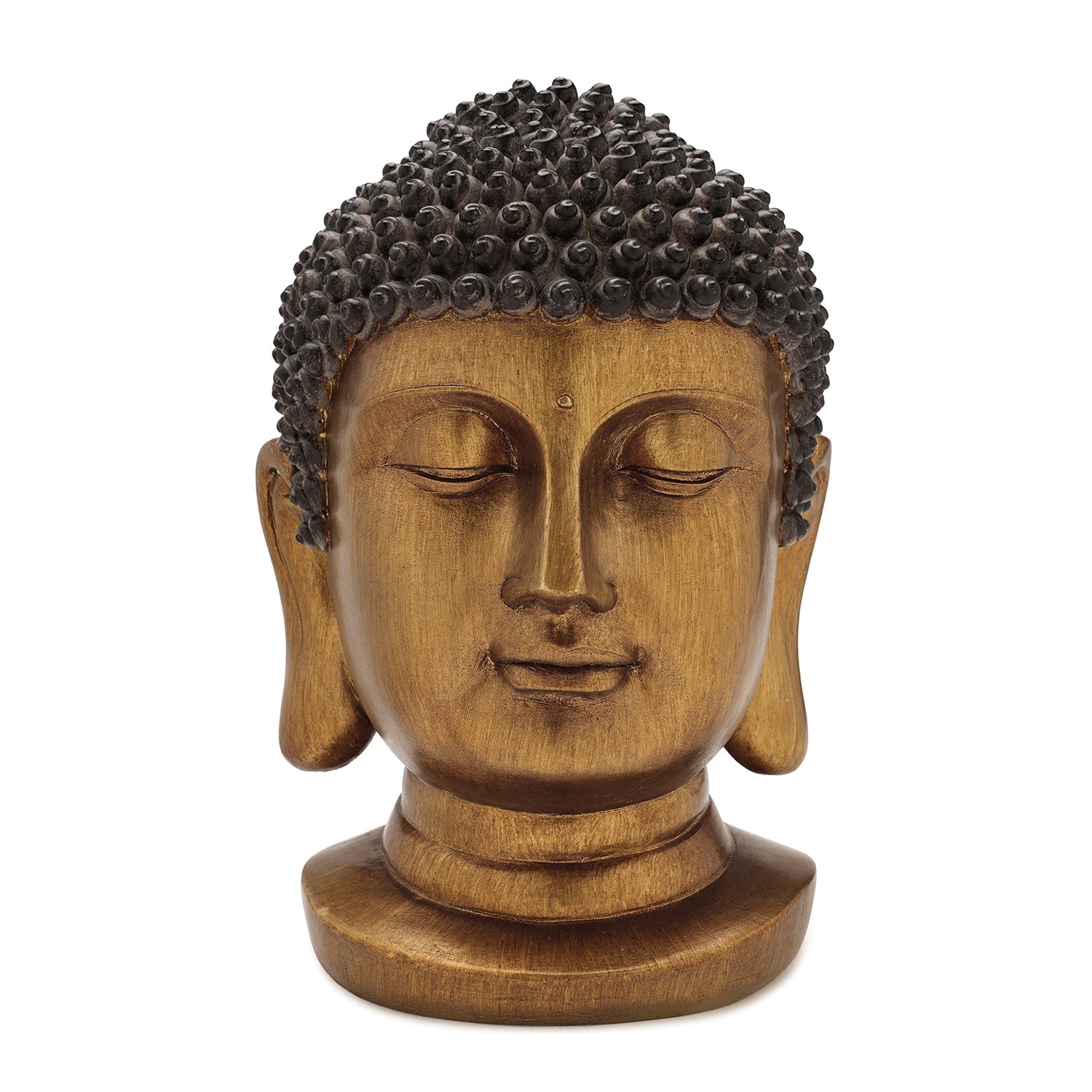 Antique Gold Polyresin Buddha Head - Large
