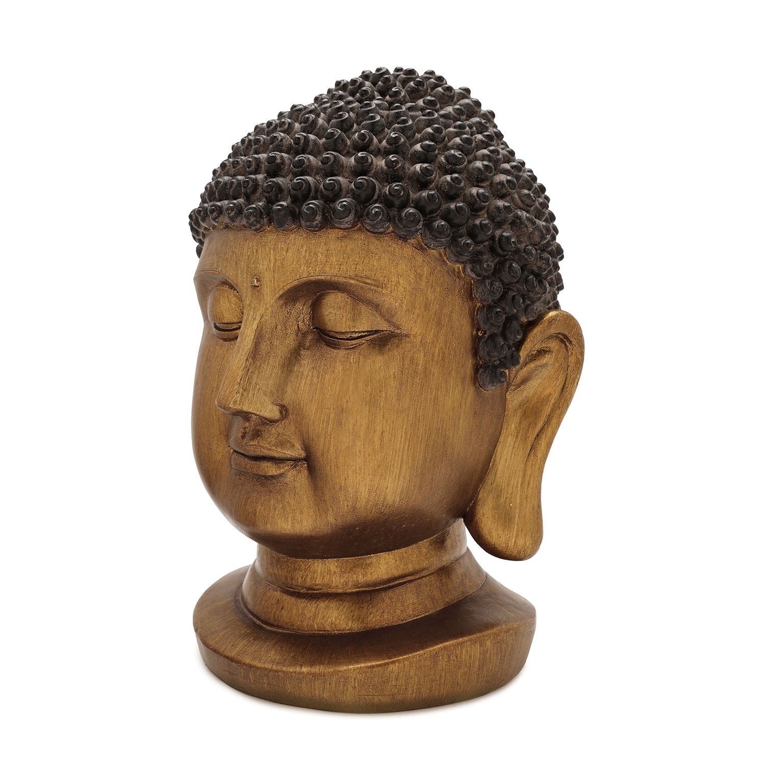 Antique Gold Polyresin Buddha Head - Large