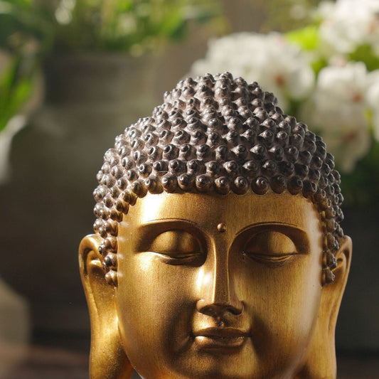 Antique Gold Polyresin Buddha Head - Small