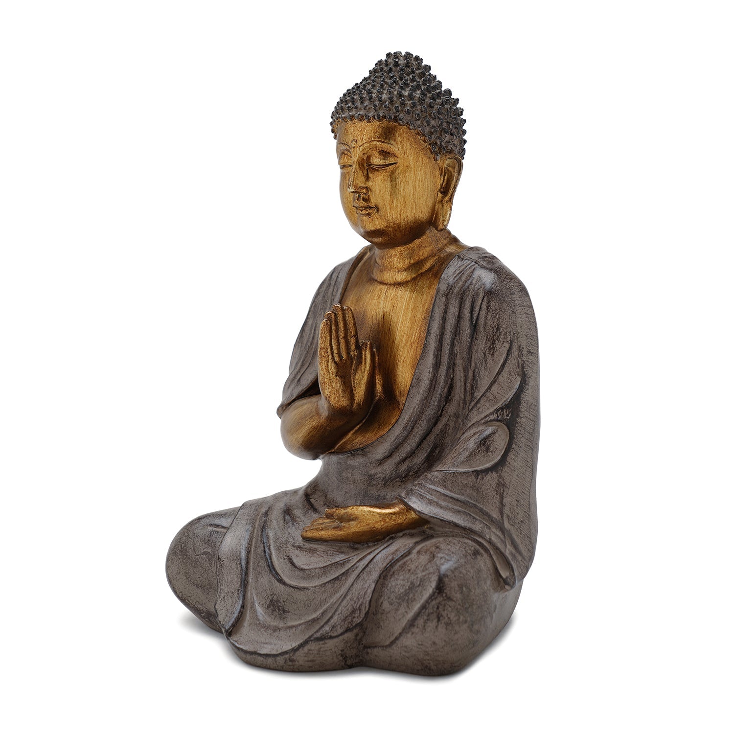 Antique Gold Polyresin Sitting Buddha
