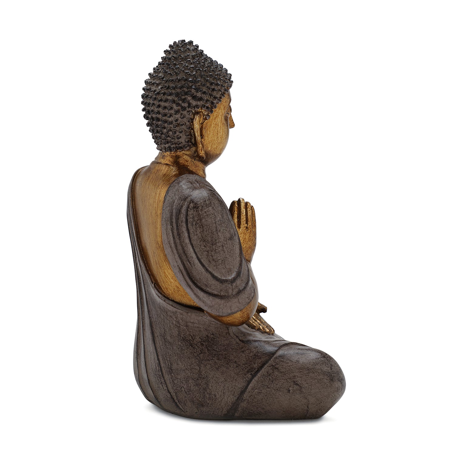 Antique Gold Polyresin Sitting Buddha