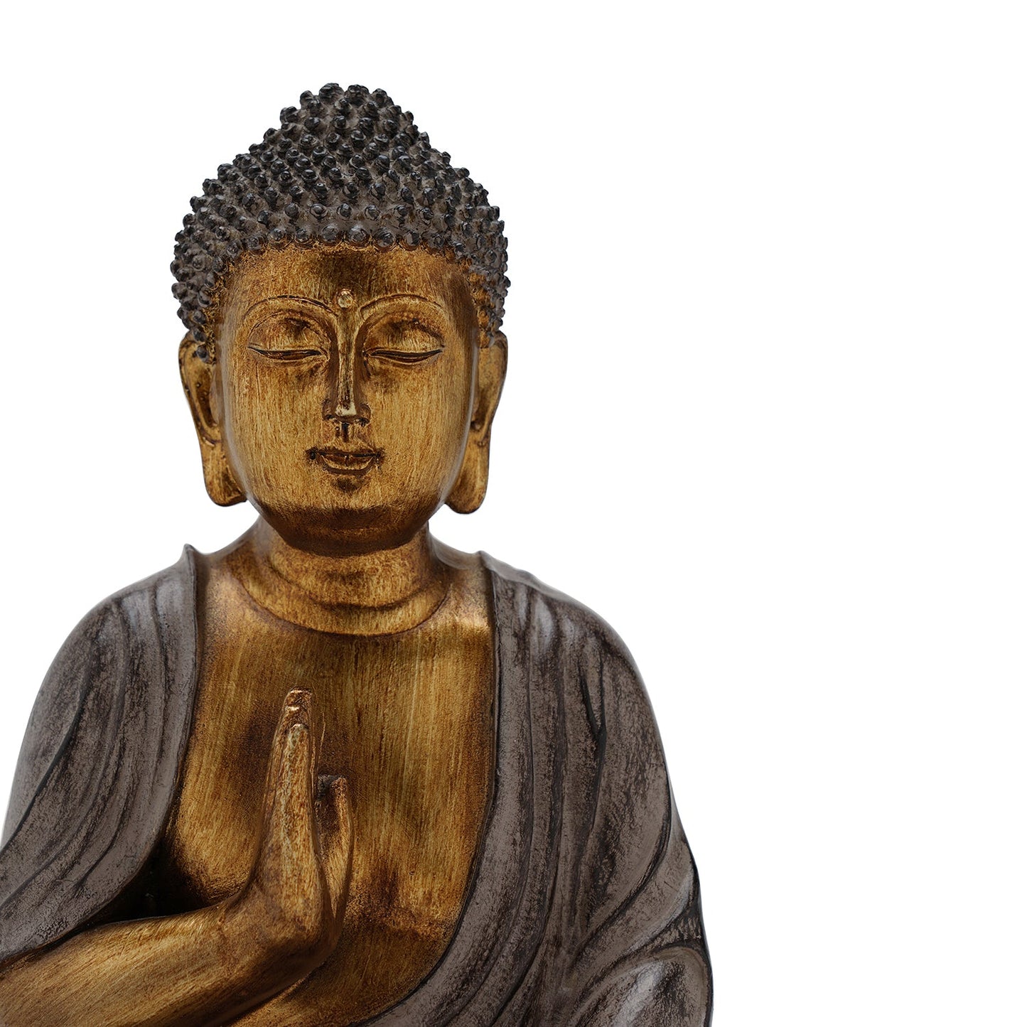 Antique Gold Polyresin Sitting Buddha