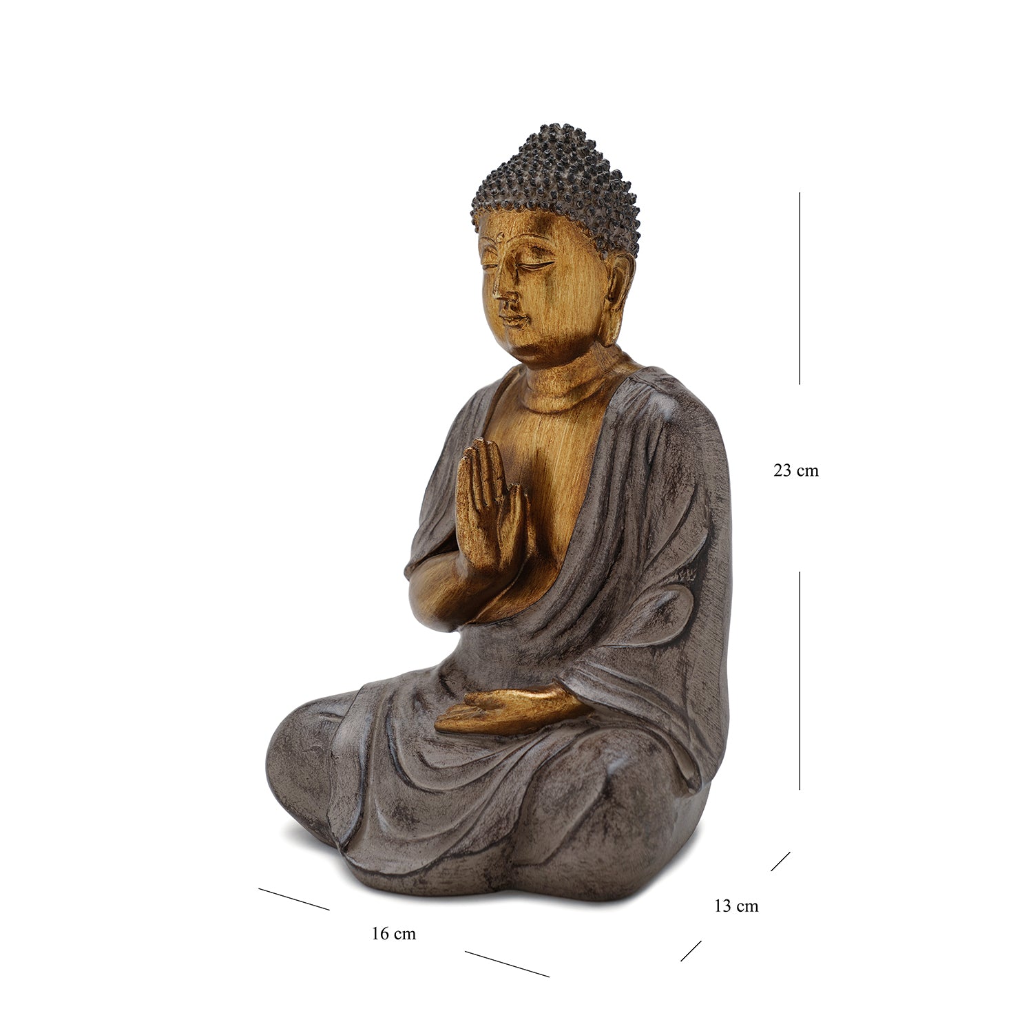 Antique Gold Polyresin Sitting Buddha