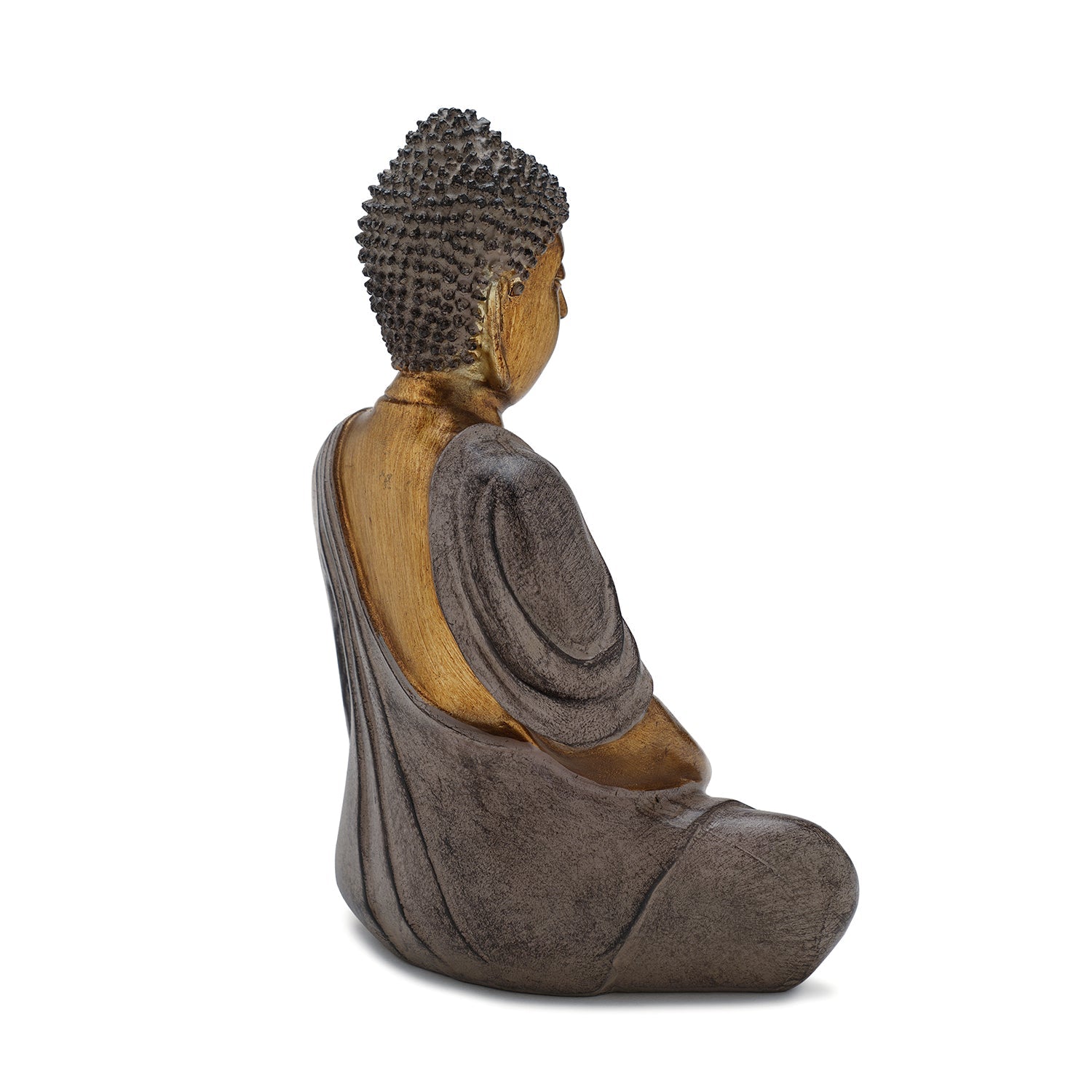 Antique Gold Polyresin Buddha with Hands in Lap