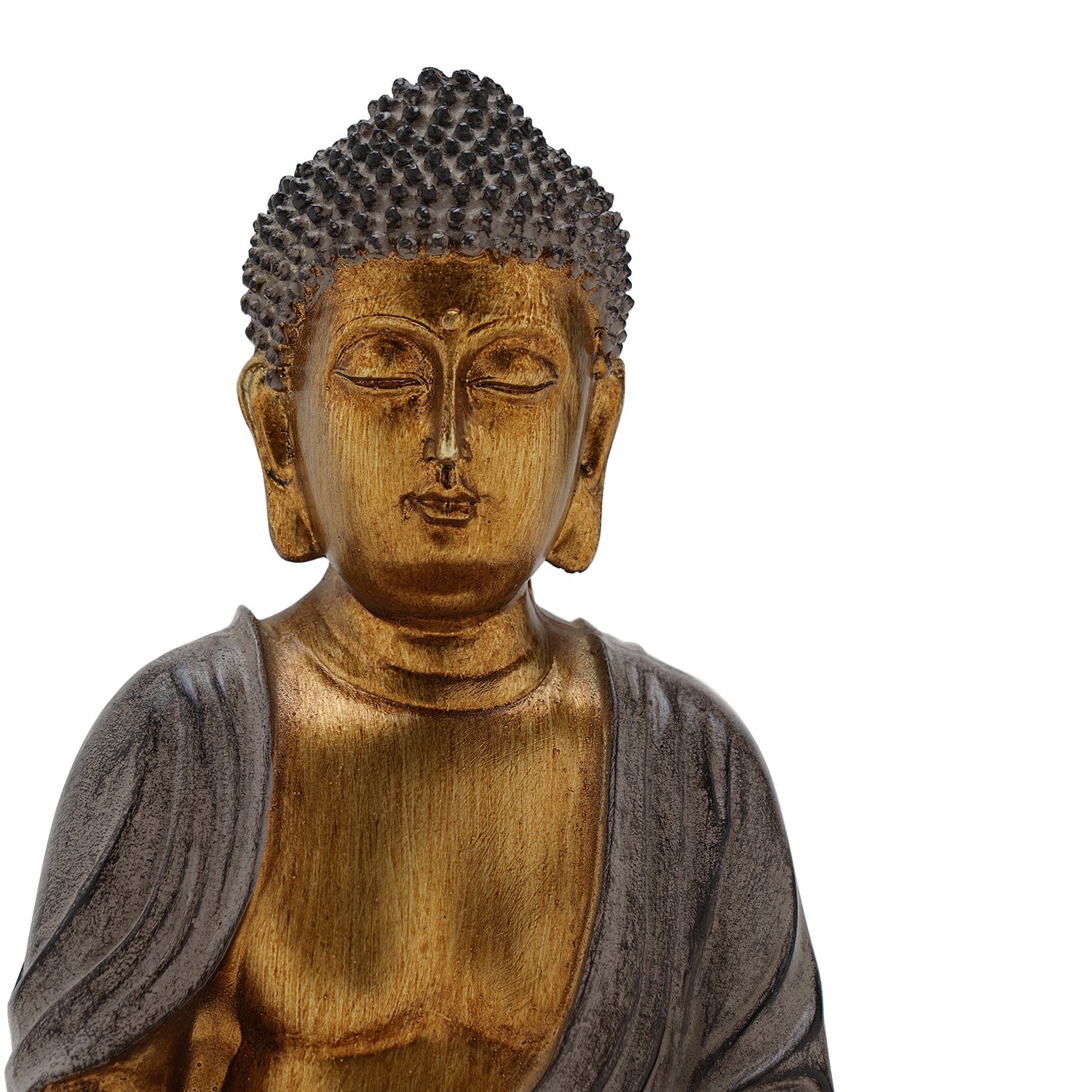 Antique Gold Polyresin Buddha with Hands in Lap
