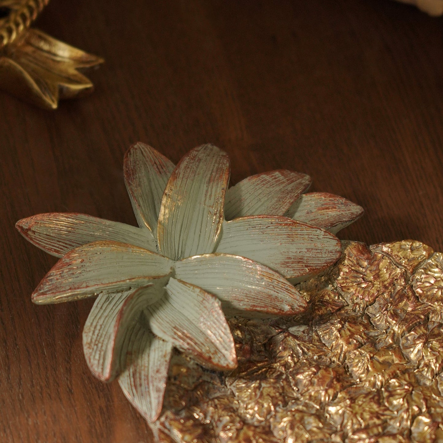 Antique Gold Polyresin Pineapple Tray