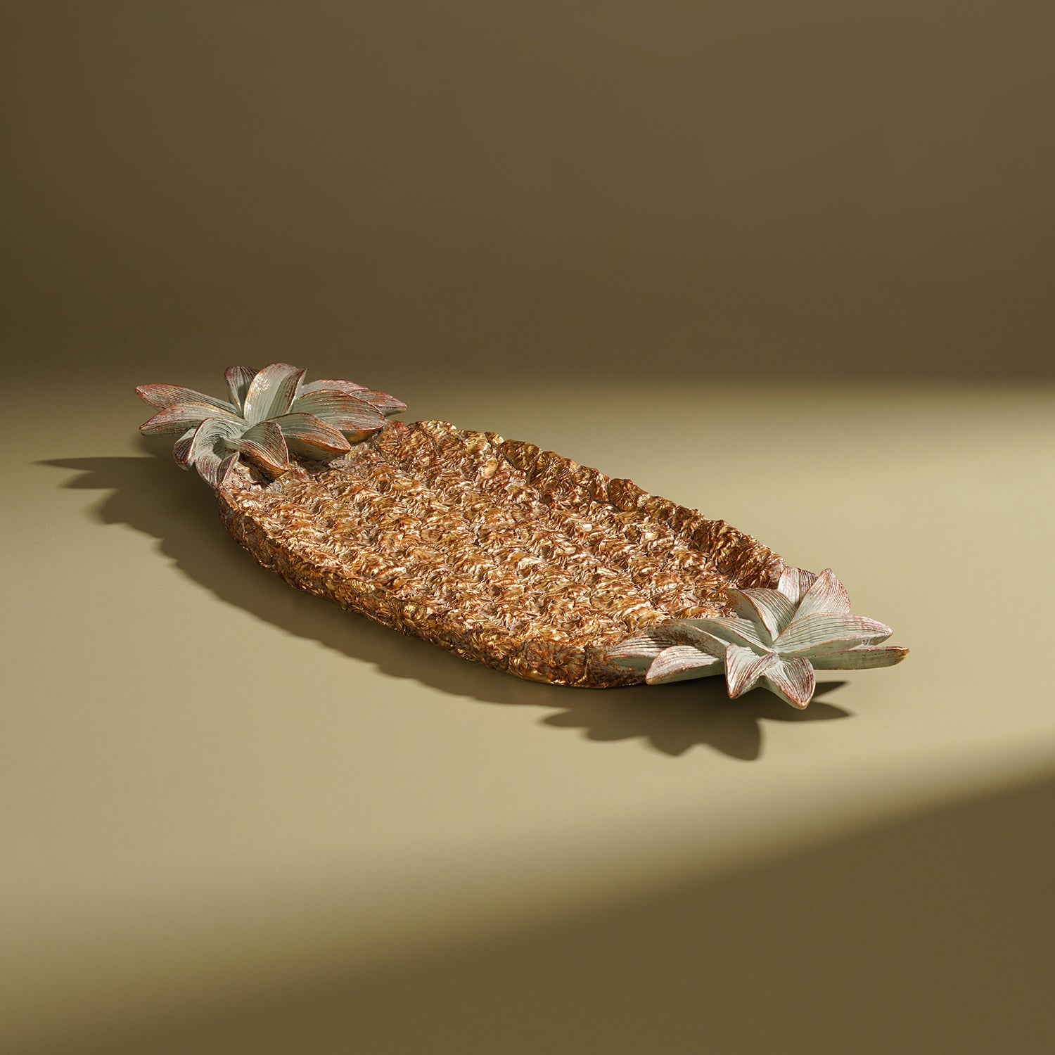 Antique Gold Polyresin Pineapple Tray