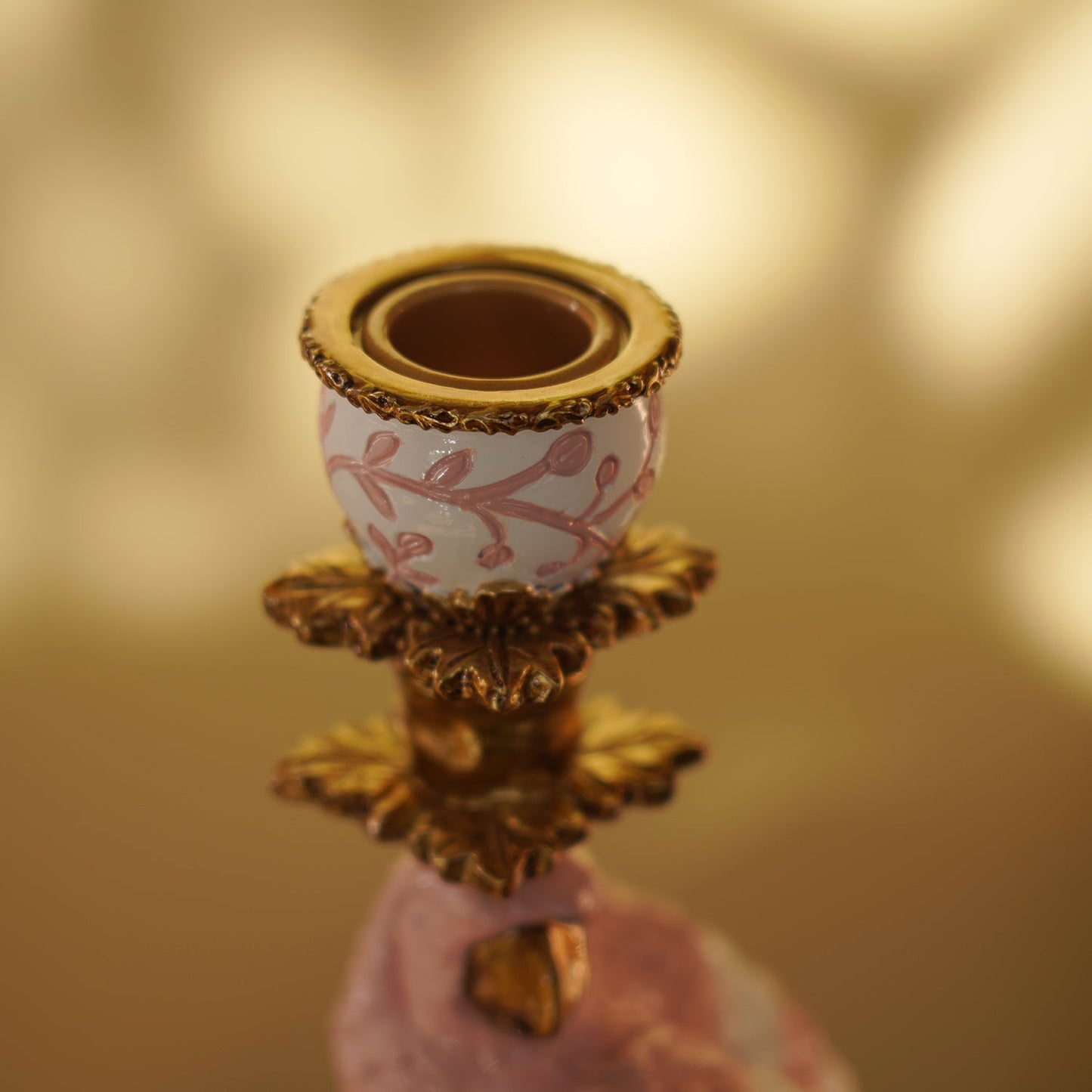 Pink Polyresin Parrot Candleholder
