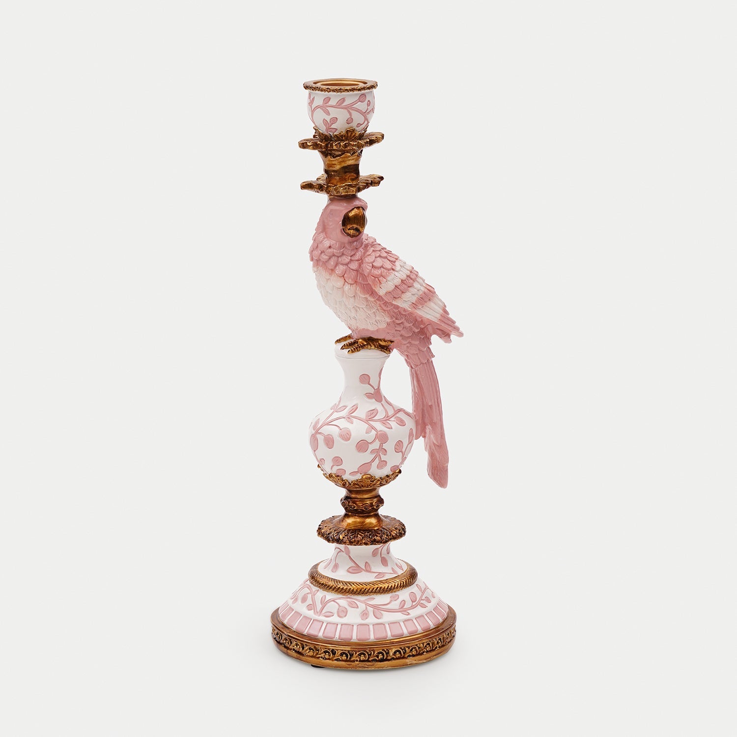 Pink Polyresin Parrot Candleholder
