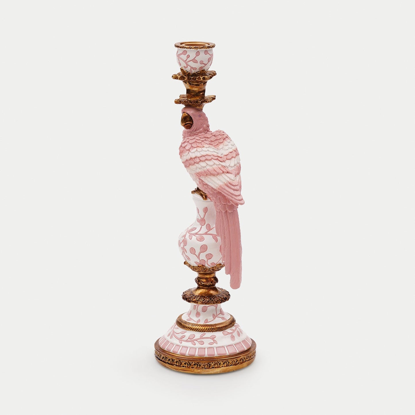 Pink Polyresin Parrot Candleholder