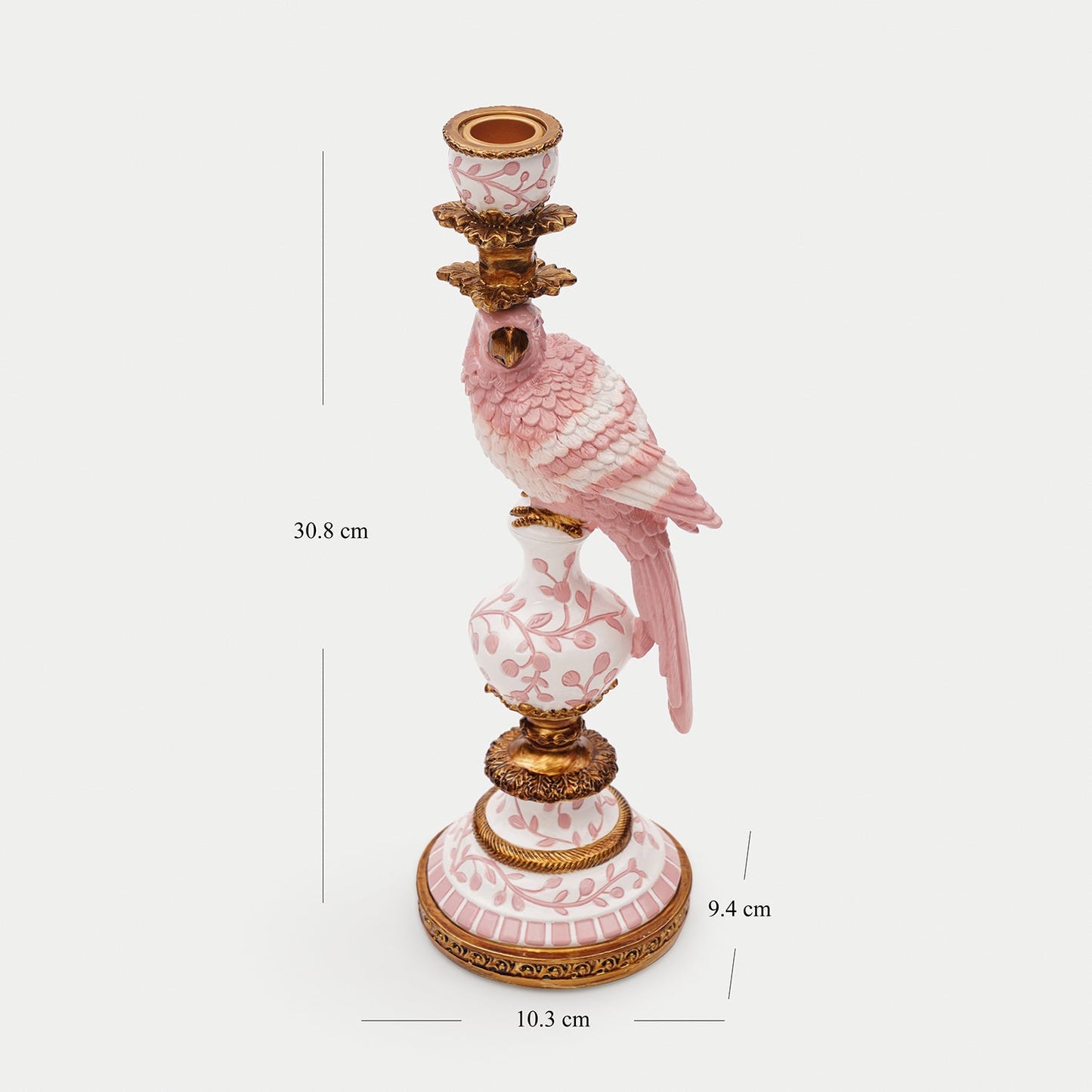 Pink Polyresin Parrot Candleholder