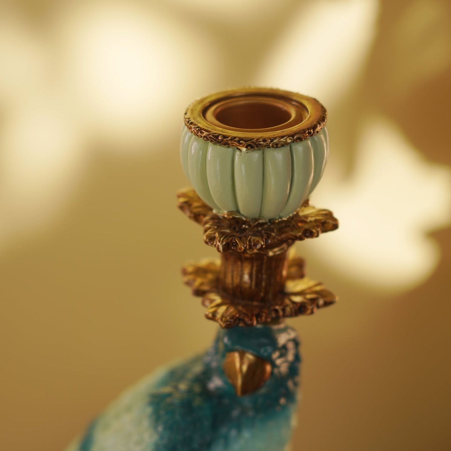 Blue Polyresin Parrot Candleholder