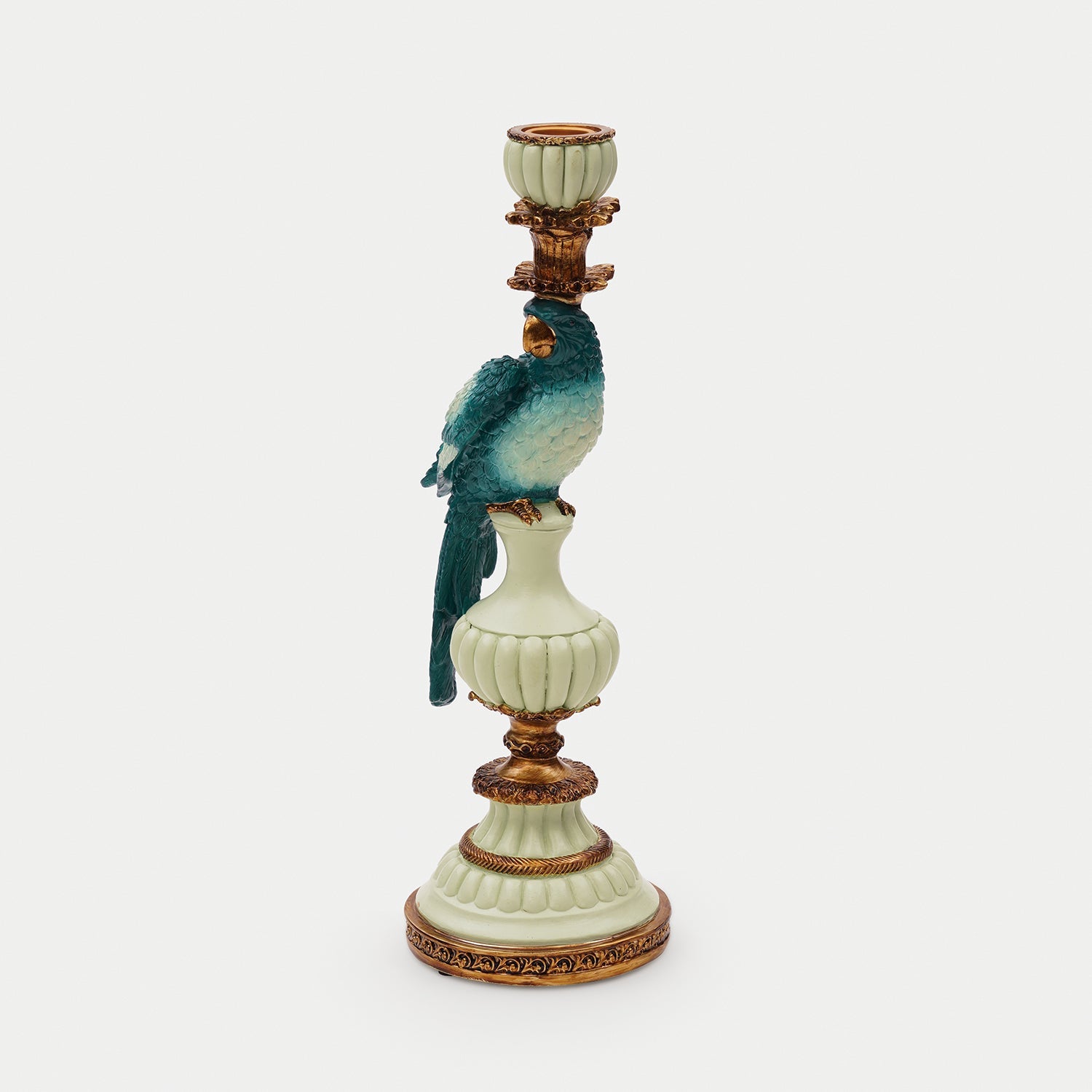 Blue Polyresin Parrot Candleholder