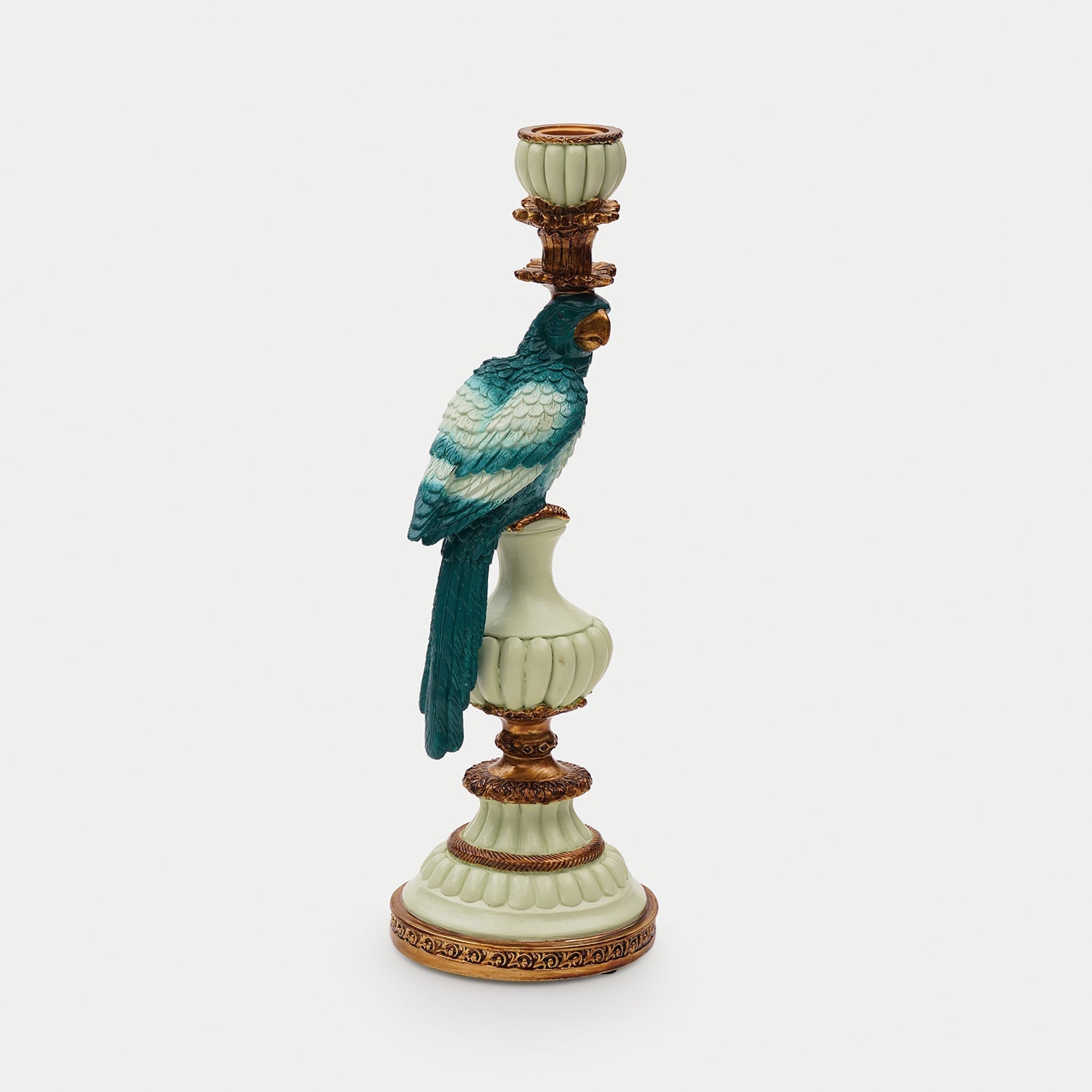 Blue Polyresin Parrot Candleholder