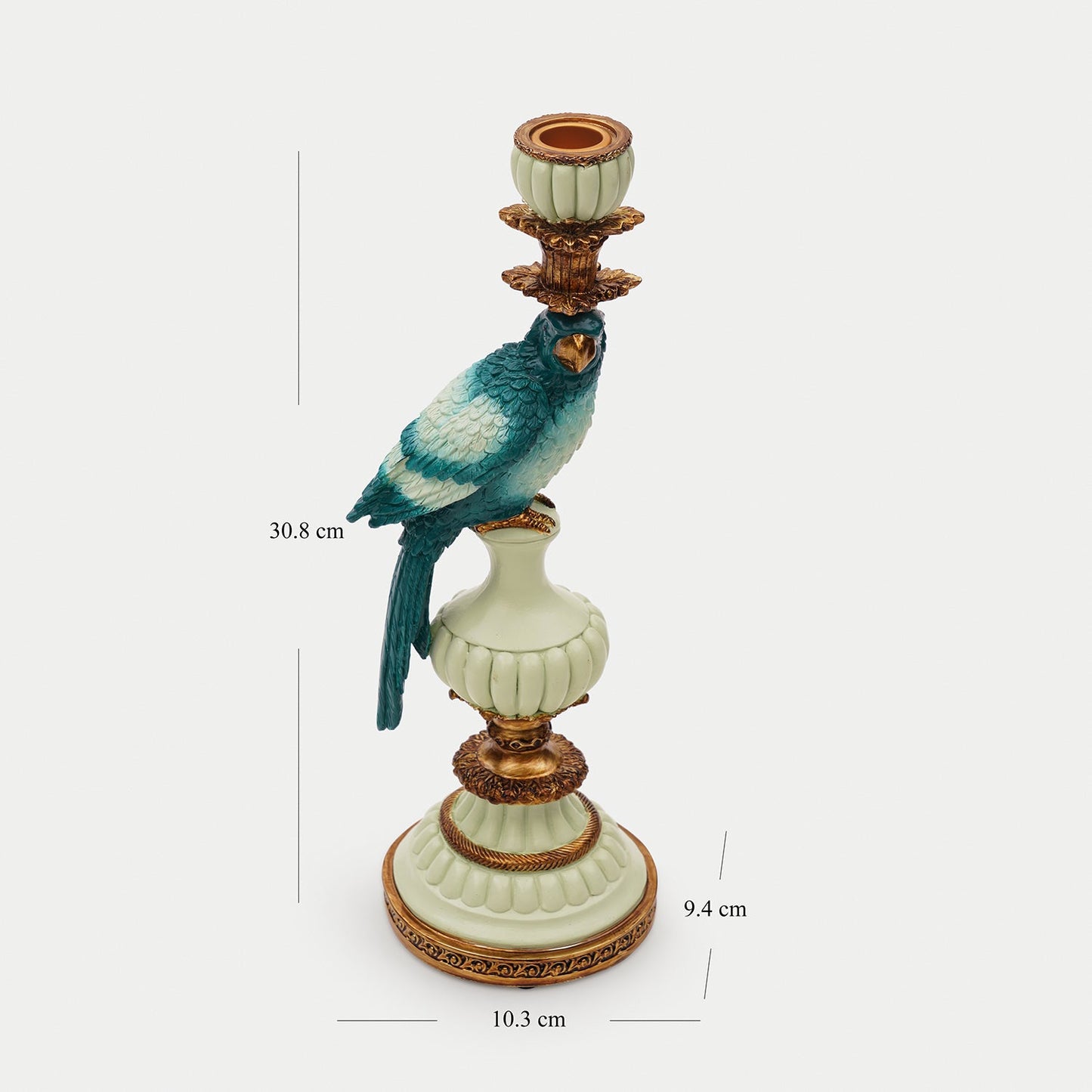 Blue Polyresin Parrot Candleholder