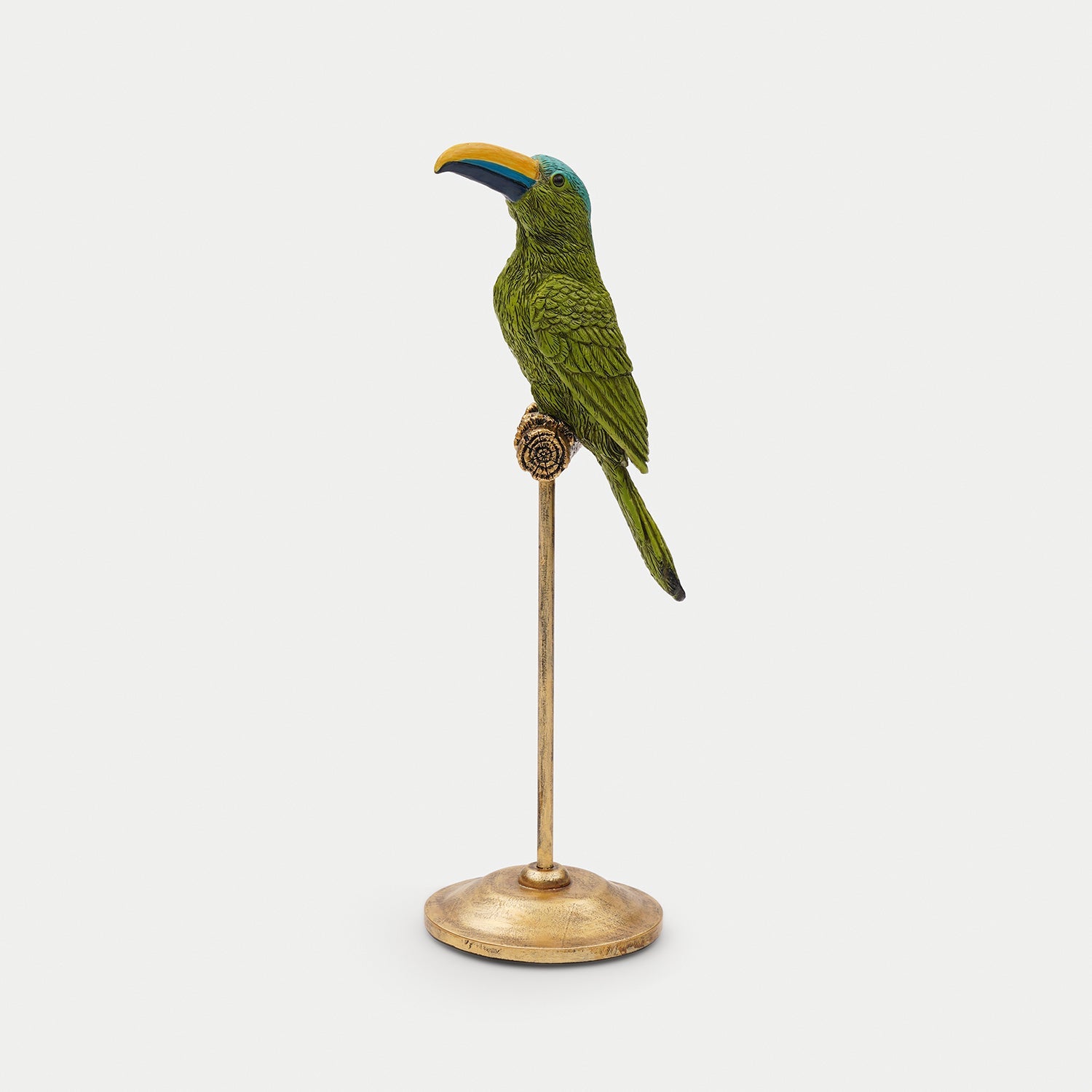 Green Polyresin Toucan on Bronze Stand