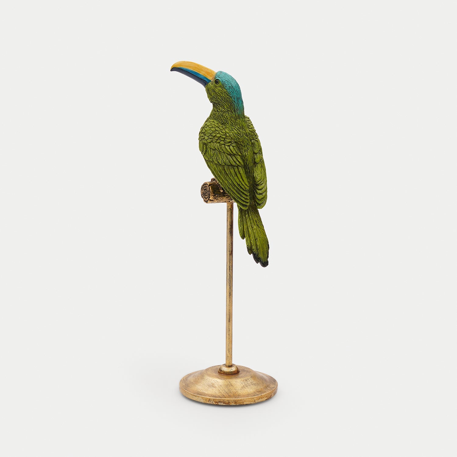 Green Polyresin Toucan on Bronze Stand