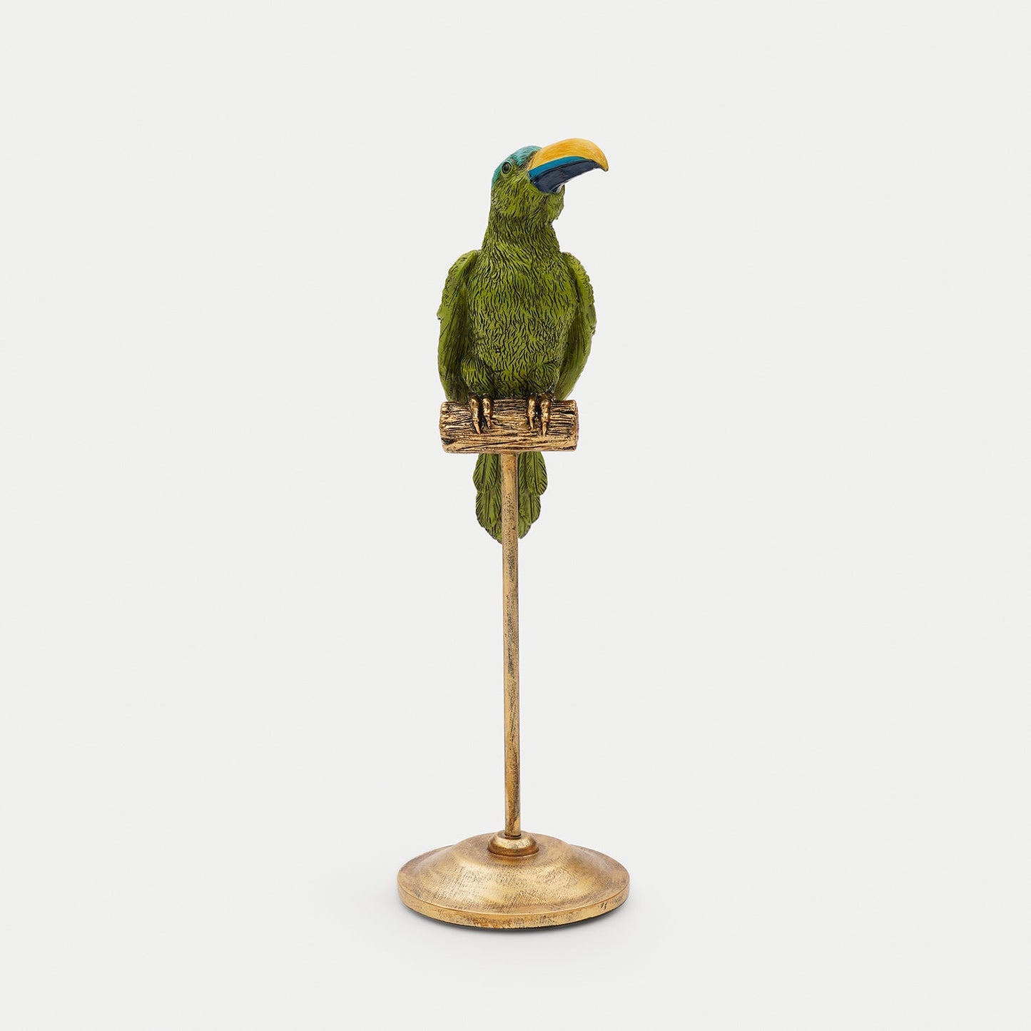 Green Polyresin Toucan on Bronze Stand