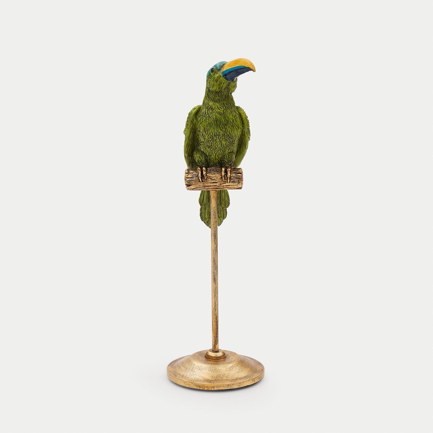 Green Polyresin Toucan on Bronze Stand