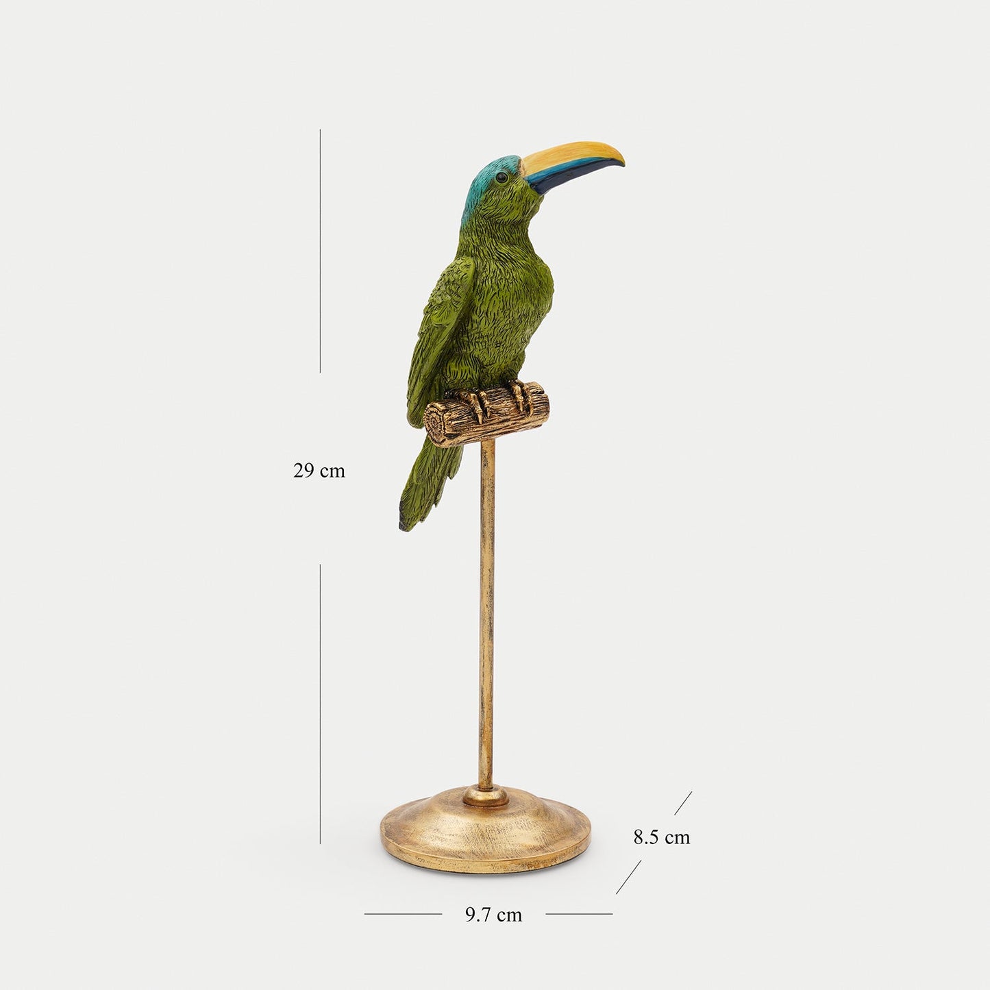 Green Polyresin Toucan on Bronze Stand