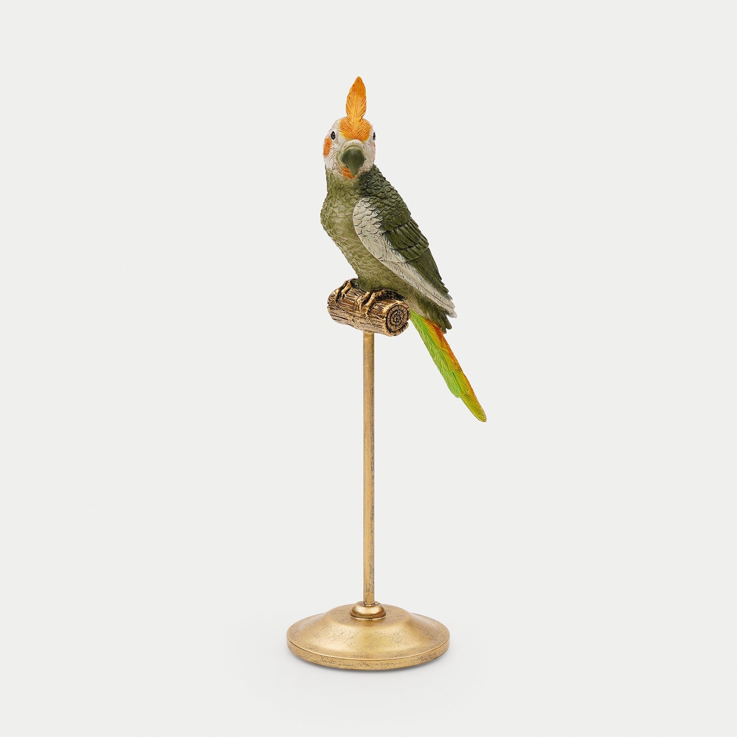 Olive Polyresin Cockatoo on Bronze Stand