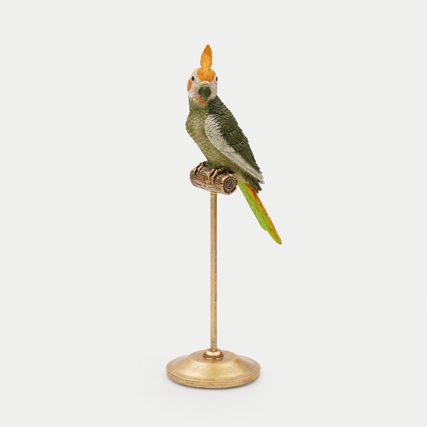 Olive Polyresin Cockatoo on Bronze Stand