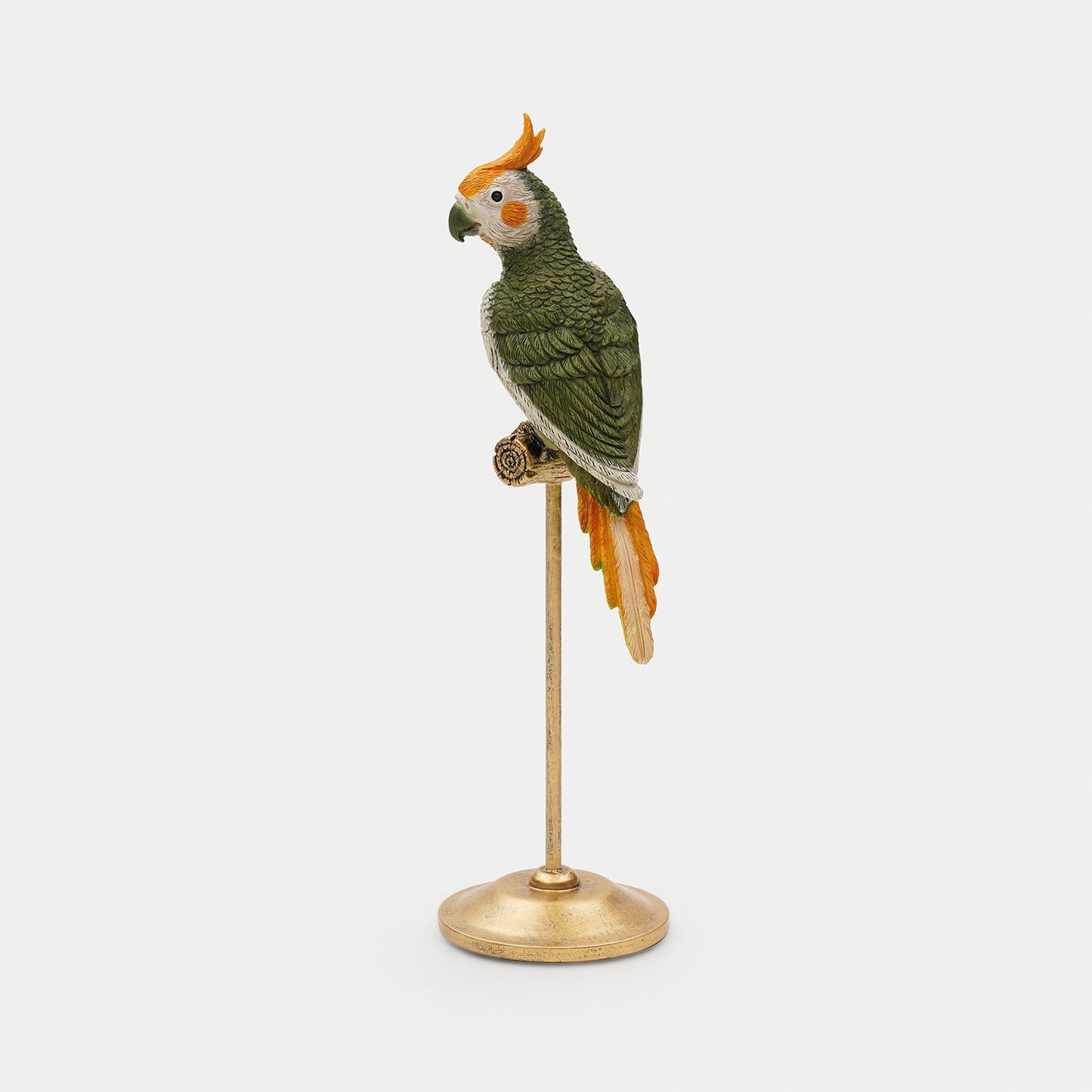 Olive Polyresin Cockatoo on Bronze Stand
