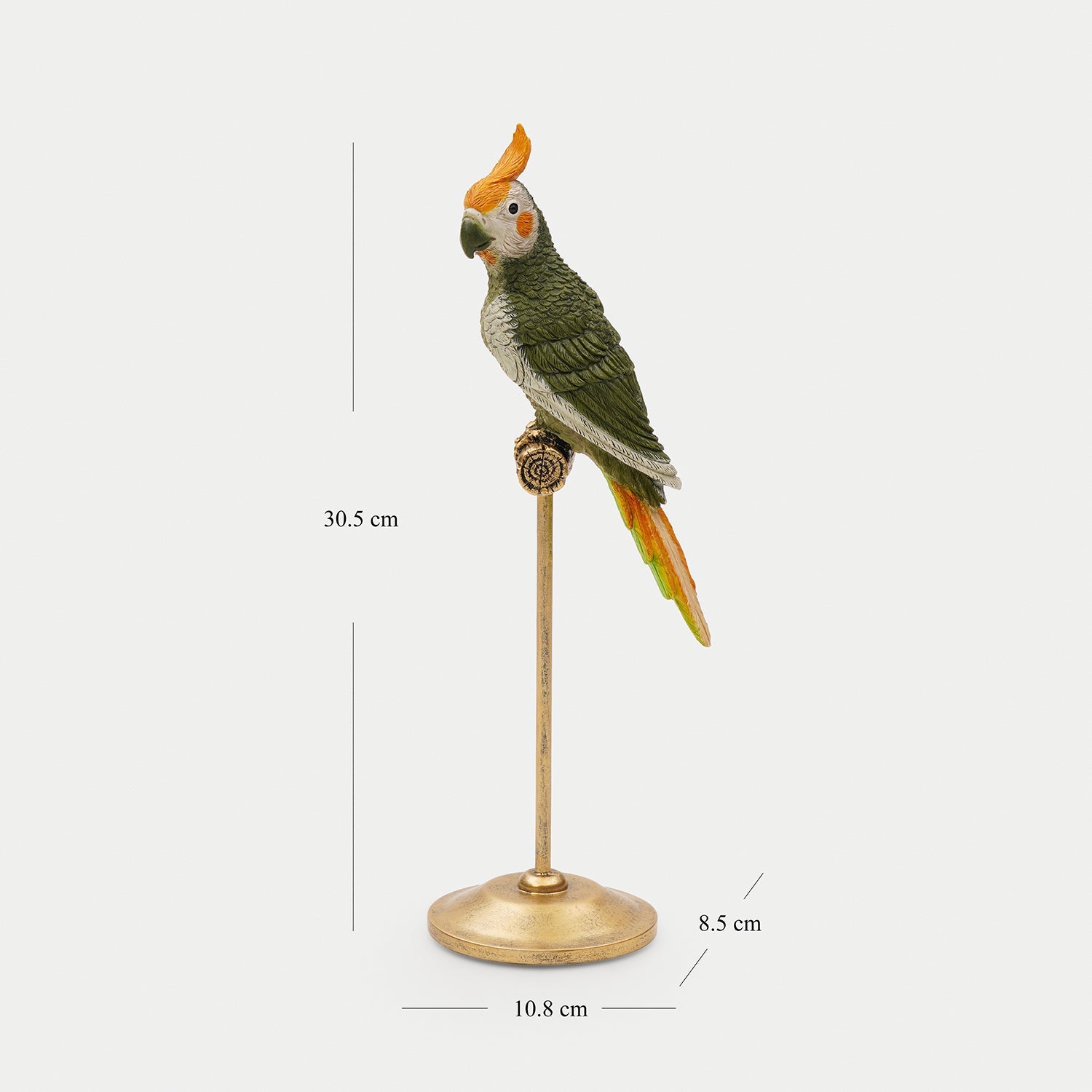 Olive Polyresin Cockatoo on Bronze Stand