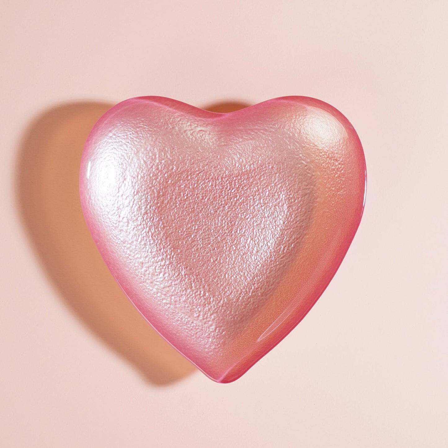 Pink Heart Shaped Glass Platter - Medium