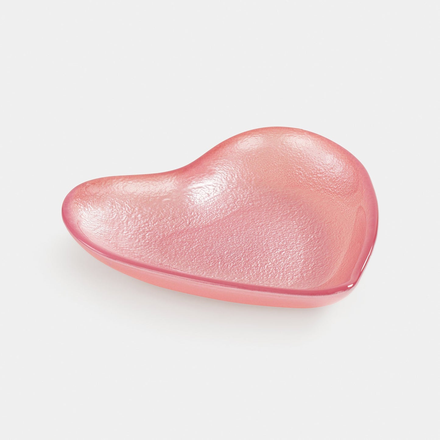 Pink Heart Shaped Glass Platter - Medium