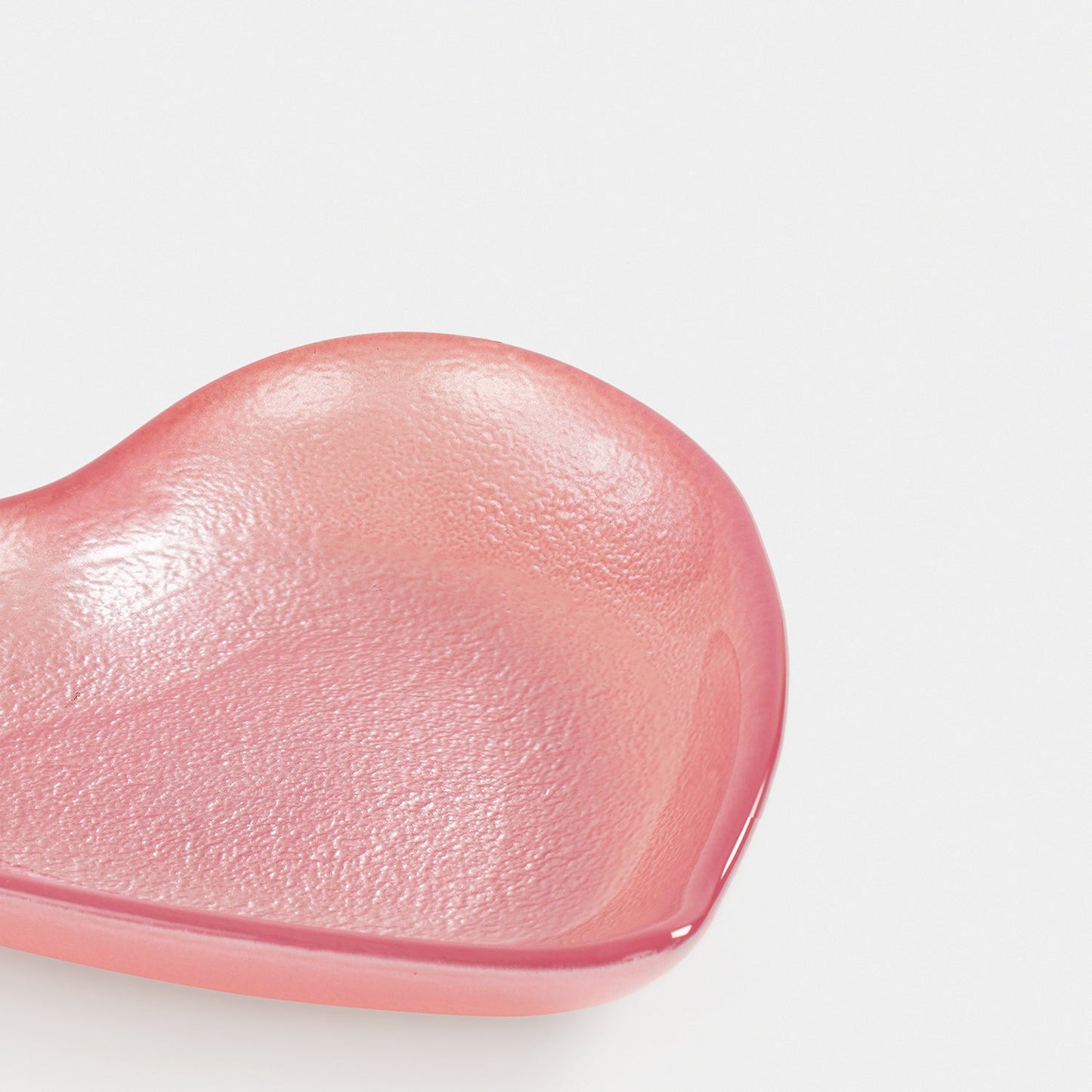 Pink Heart Shaped Glass Platter - Medium