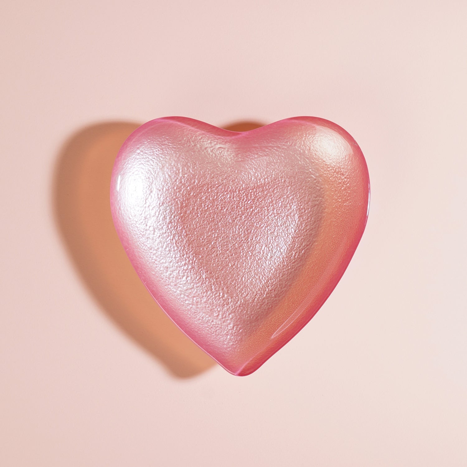 Pink Heart Shaped Glass Platter - Small